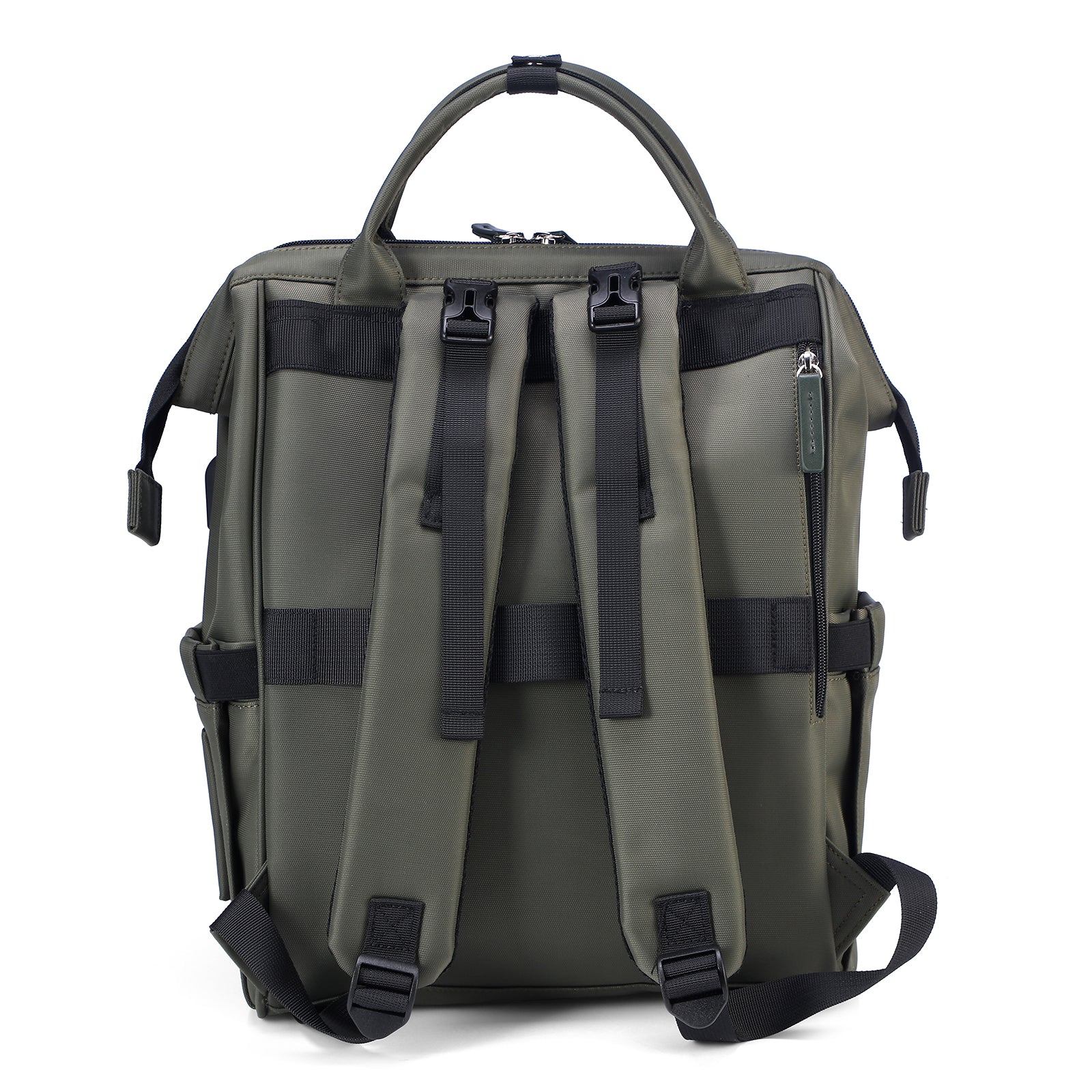 Stayopen luiertas groen - Verzorgingstas - stay-open frame - USB oplaadfunctie - incl. buggymontage en verschoonmat