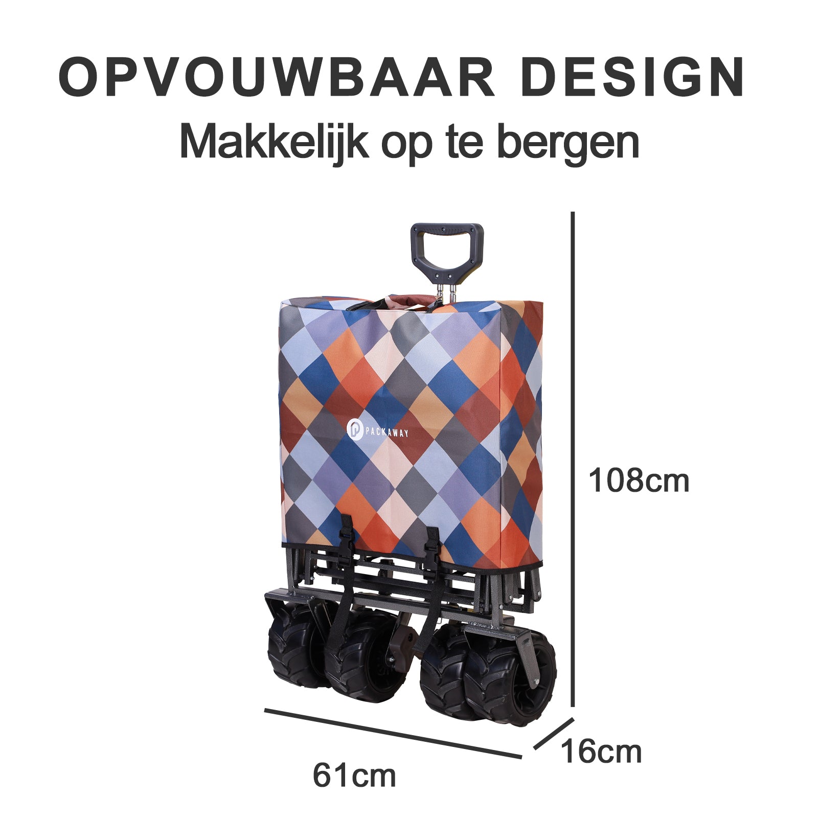 Packaway Bolderkar XL 80kg blok - opvouwbaar - heavy duty - wasbaar
