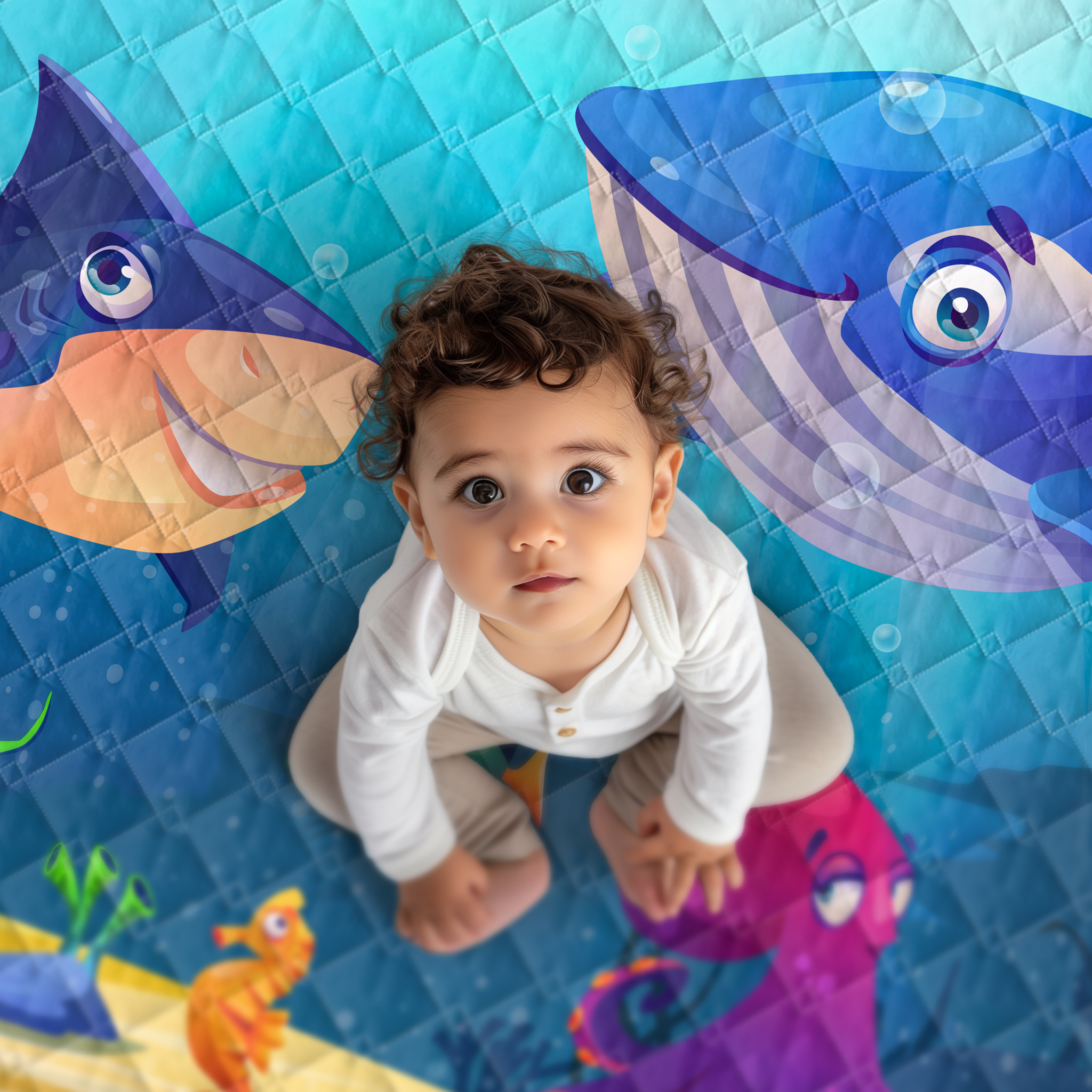 Play mat sealife 1 150x200 - heavy quality - play mat - anti-slip - washable