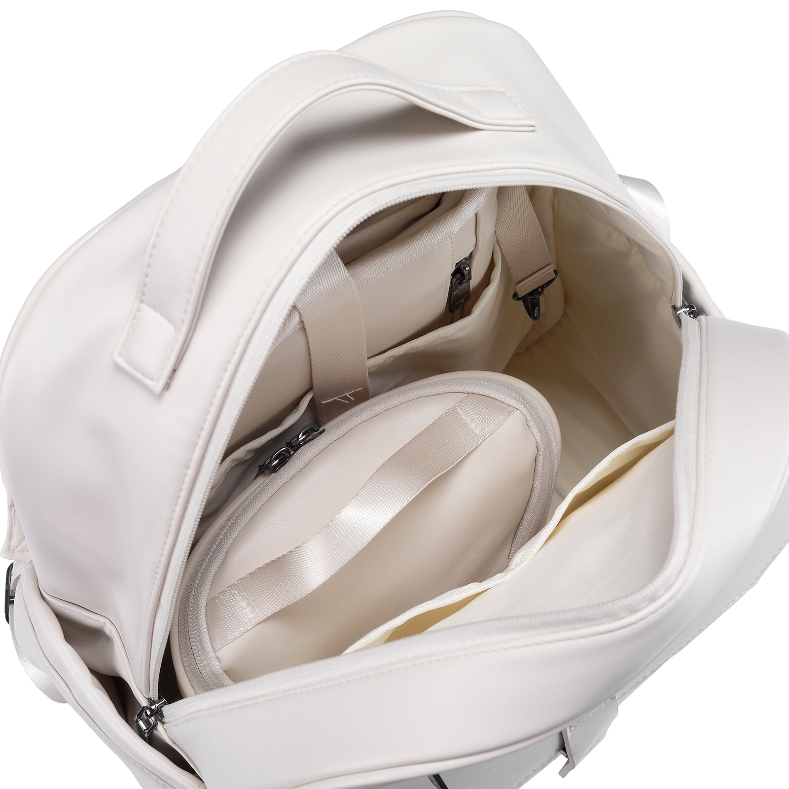 Venezia wear-resistant backpack white - PU leather - 14 inch laptop compartment - water-repellent