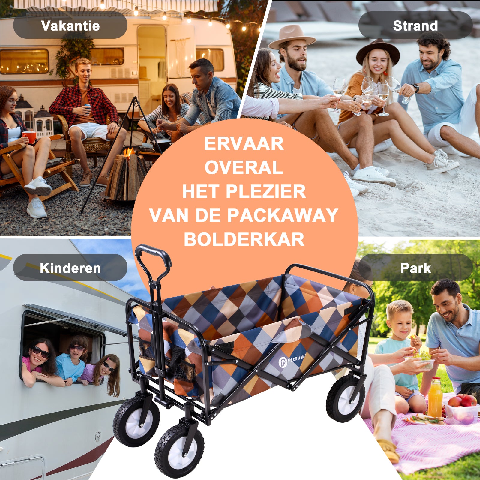 Packaway Bolderkar 70kg blok - opvouwbaar - wasbaar polyester