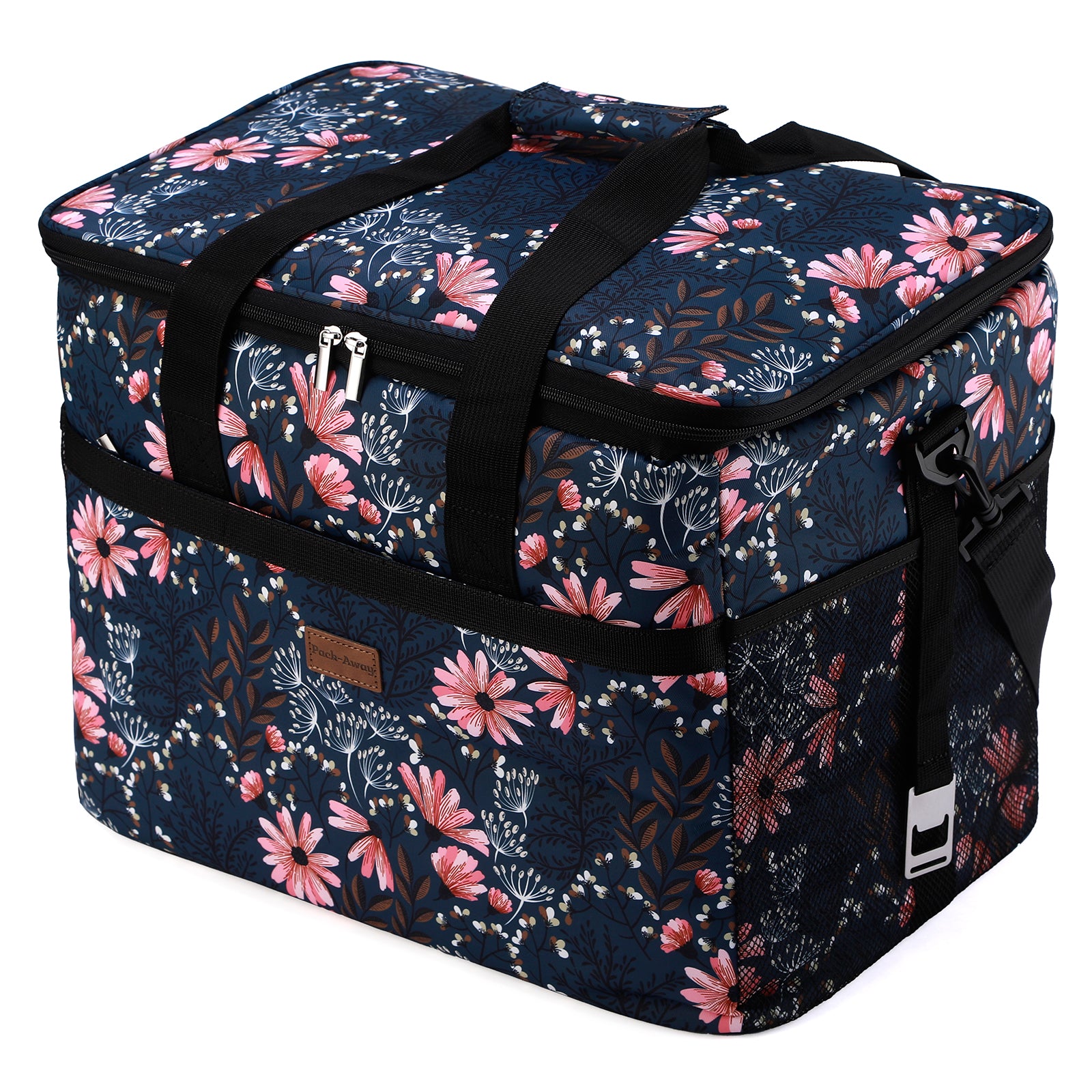 Cooler bag 40L Japanese flower - lunch bag - foldable - 4-layer insulated - incl. 6 free cooling elements and carrying strap