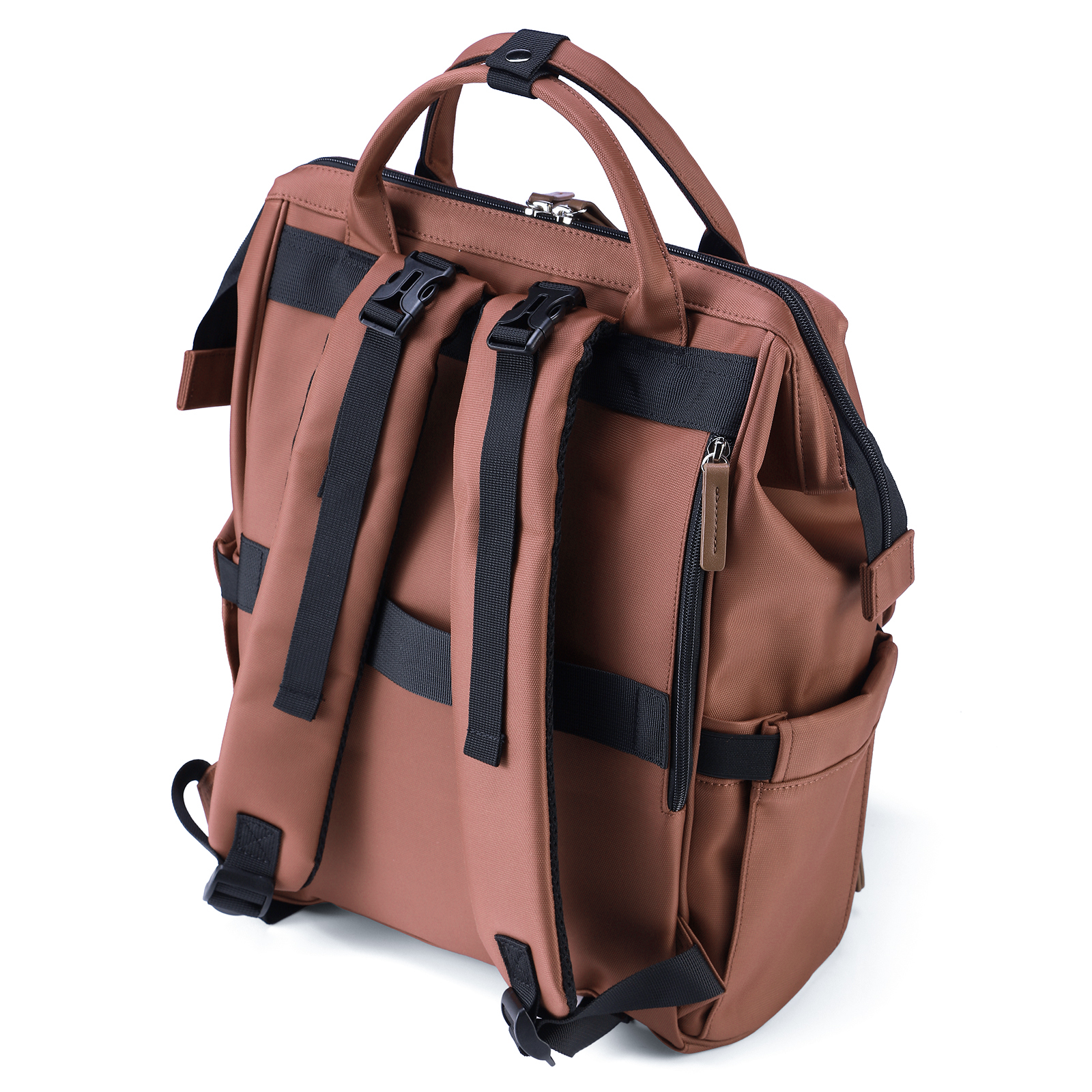 Stayopen luiertas roodbruin - Verzorgingstas - stay-open frame - USB oplaadfunctie - incl. buggymontage en verschoonmat