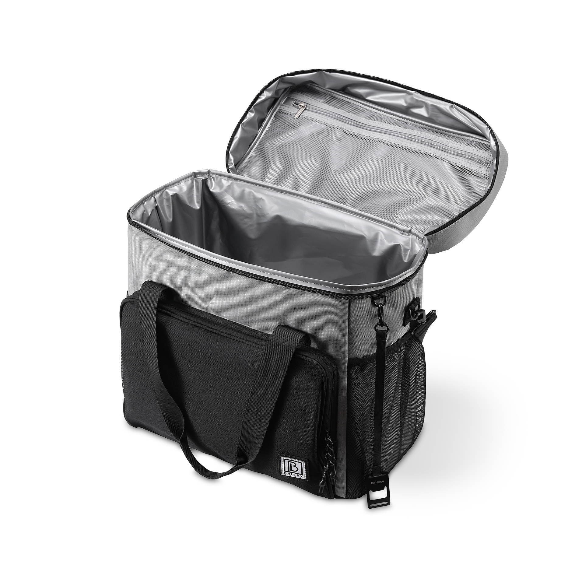 Koeltas 30L zwart grijs - Lunchtas - 4 laags geïsoleerd - incl. 4 koelelementen