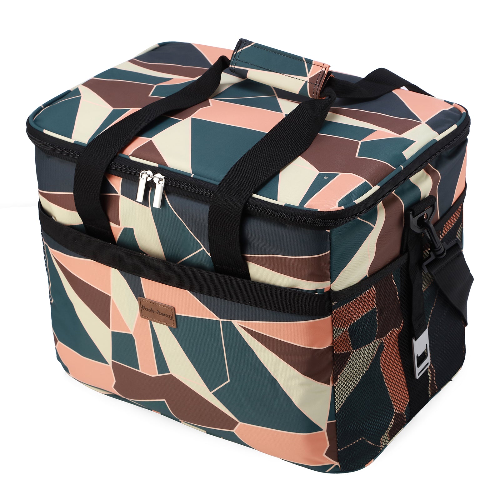 Cooler bag 30L abstract - lunch bag - foldable - 4-layer insulated - incl. 4 free cooling elements and carrying strap