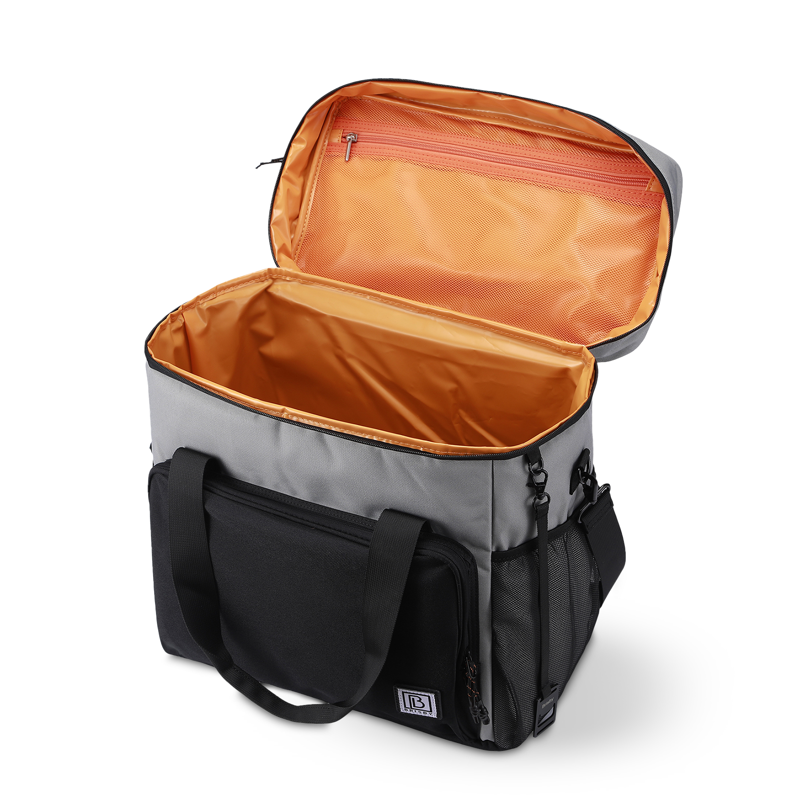 Cooler bag 40L black/grey with orange interior - Lunch bag - 4-layer insulated - 6 free cooling elements - incl. shoulder strap