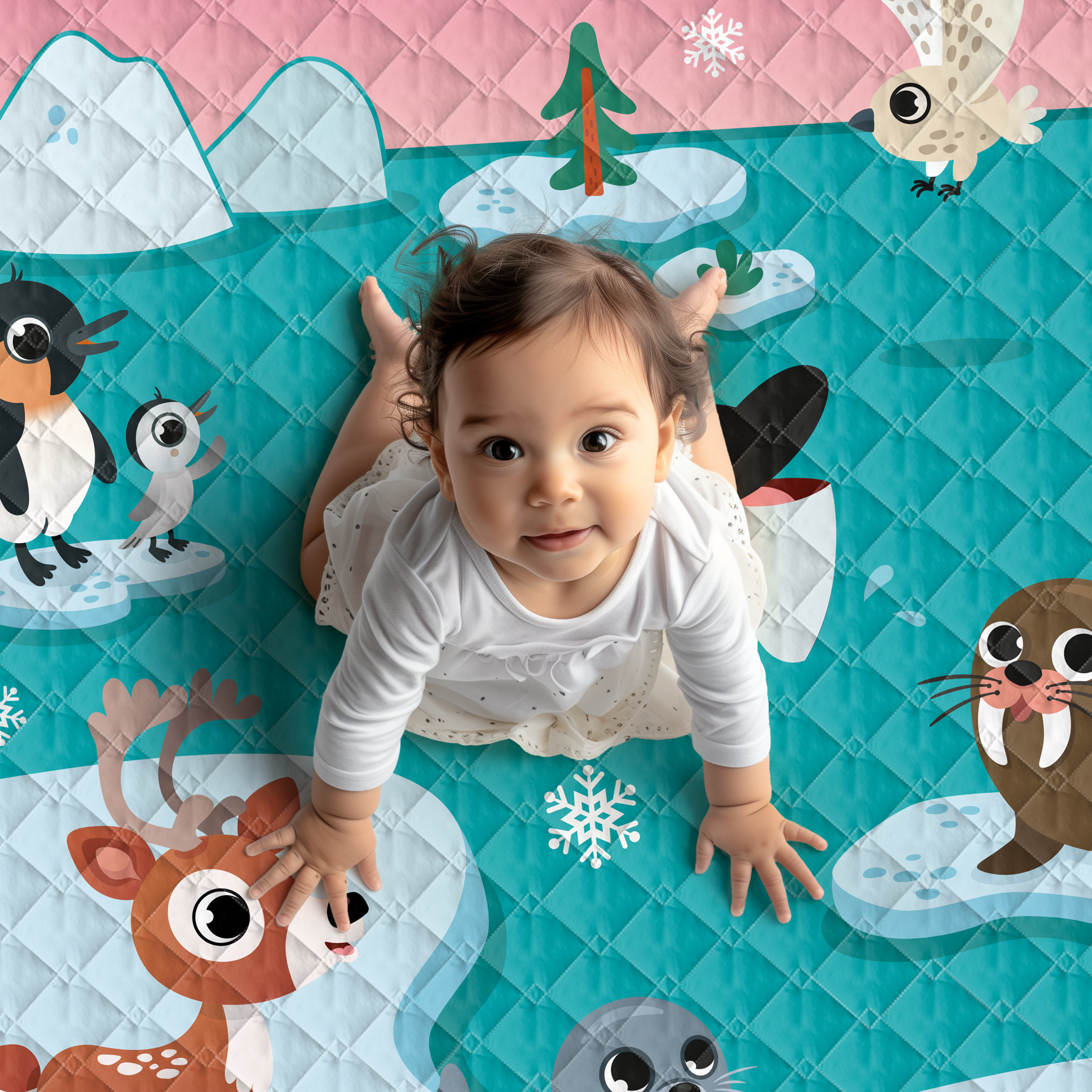 Play mat polar animals 150x200 - heavy quality - play mat - anti-slip - washable