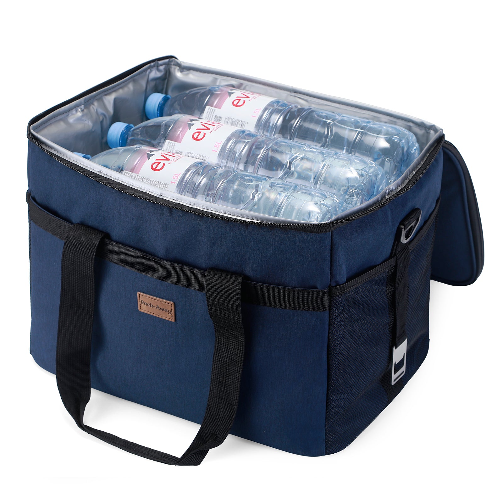 Cooler bag 30L blue - lunch bag - foldable - 4-layer insulated - incl. 4 free cooling elements and carrying strap