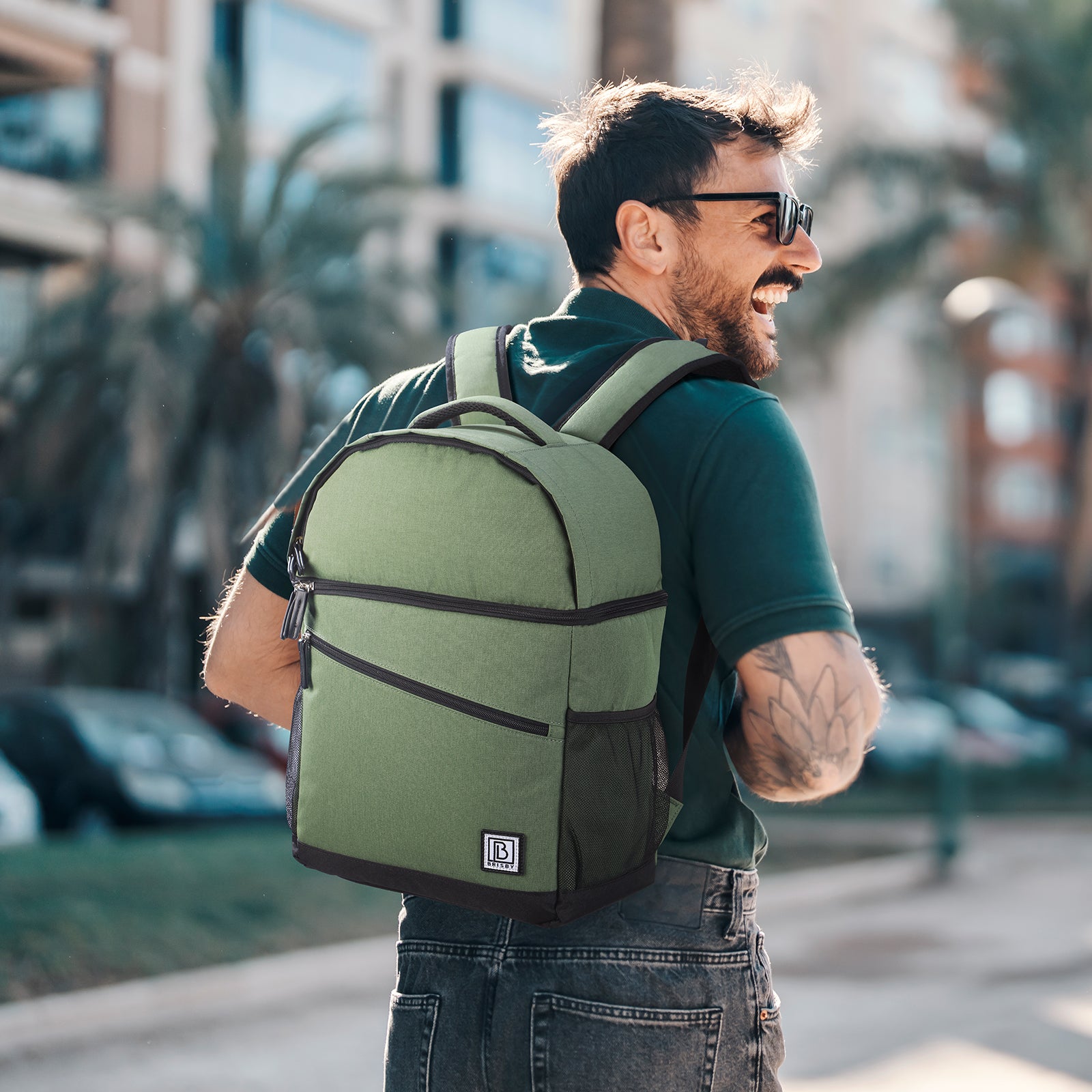 Brisby Koeltas rugtas 25L groen - incl. 2 koelelementen, bieropener