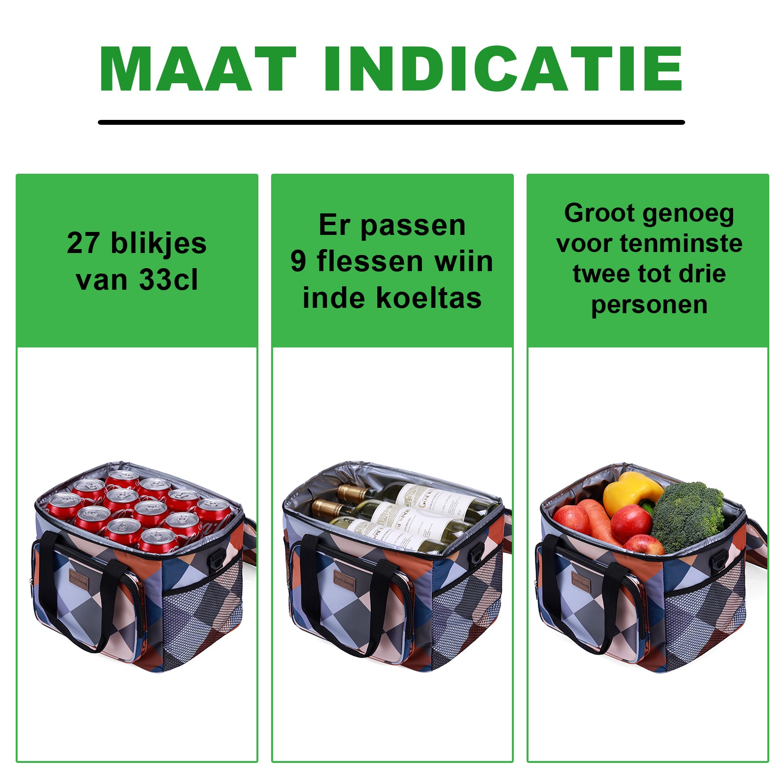 Koeltas 15L koeltas blok - lunchtas - 4-laags geïsoleerd - opvouwbaar - incl. 2 gratis koelelementen en draagband