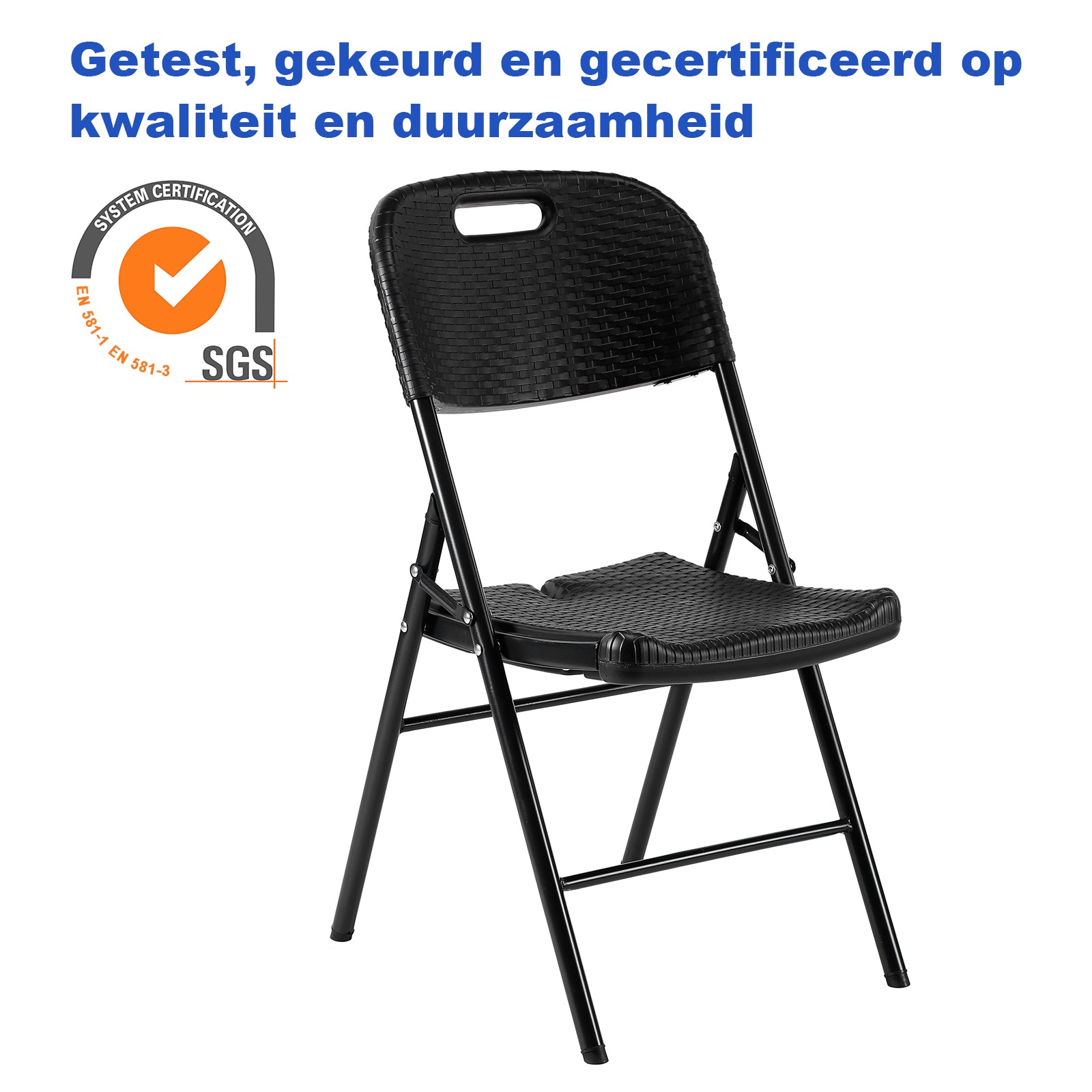 Bardi 4-delige Klapstoelen set zwaar rotan zwart - 200 kg draagvermogen