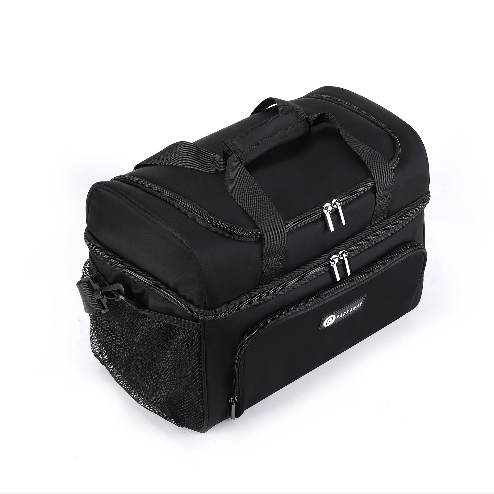 Packaway Koeltas 30L - Lunchtas - Inclusief 4 Koelelementen - Dubbel Compartiment - 4-Laags Geïsoleerd - Waterafstotend - Signature Black