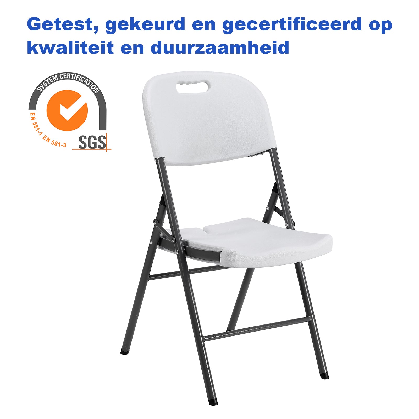 Bardi 4-piece folding chair set white/grey - heavy quality - weatherproof - 47x54x87 cm