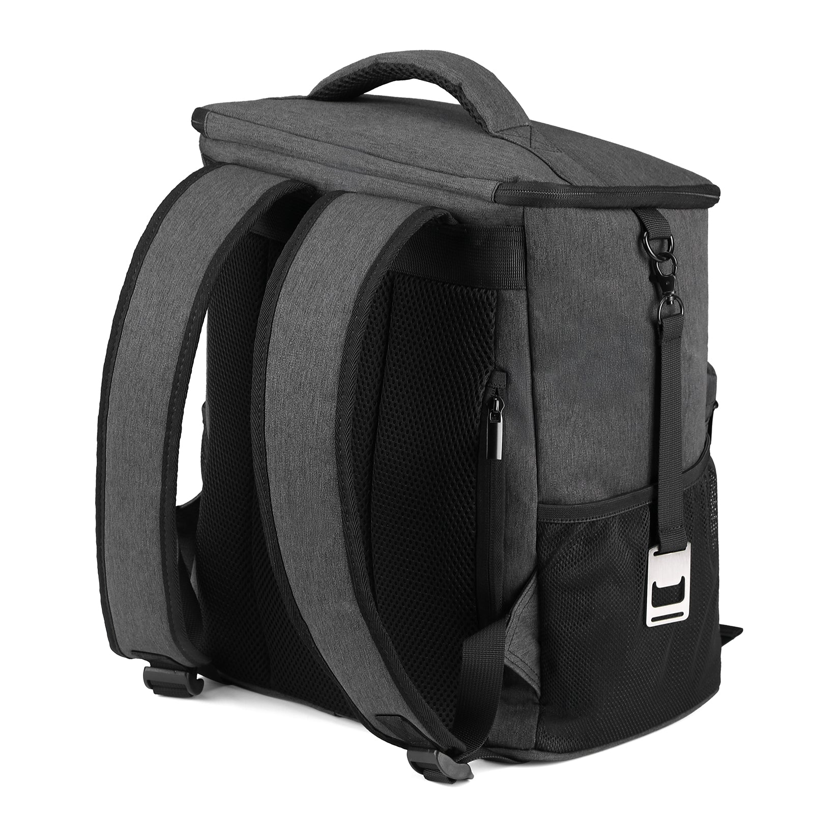 Koeltas rugzak 25L grijs - Waterafstotend - anti diefstal vak - 4 laags geïsoleerd - Incl. 2 gratis koelelementen en gratis flessenopener