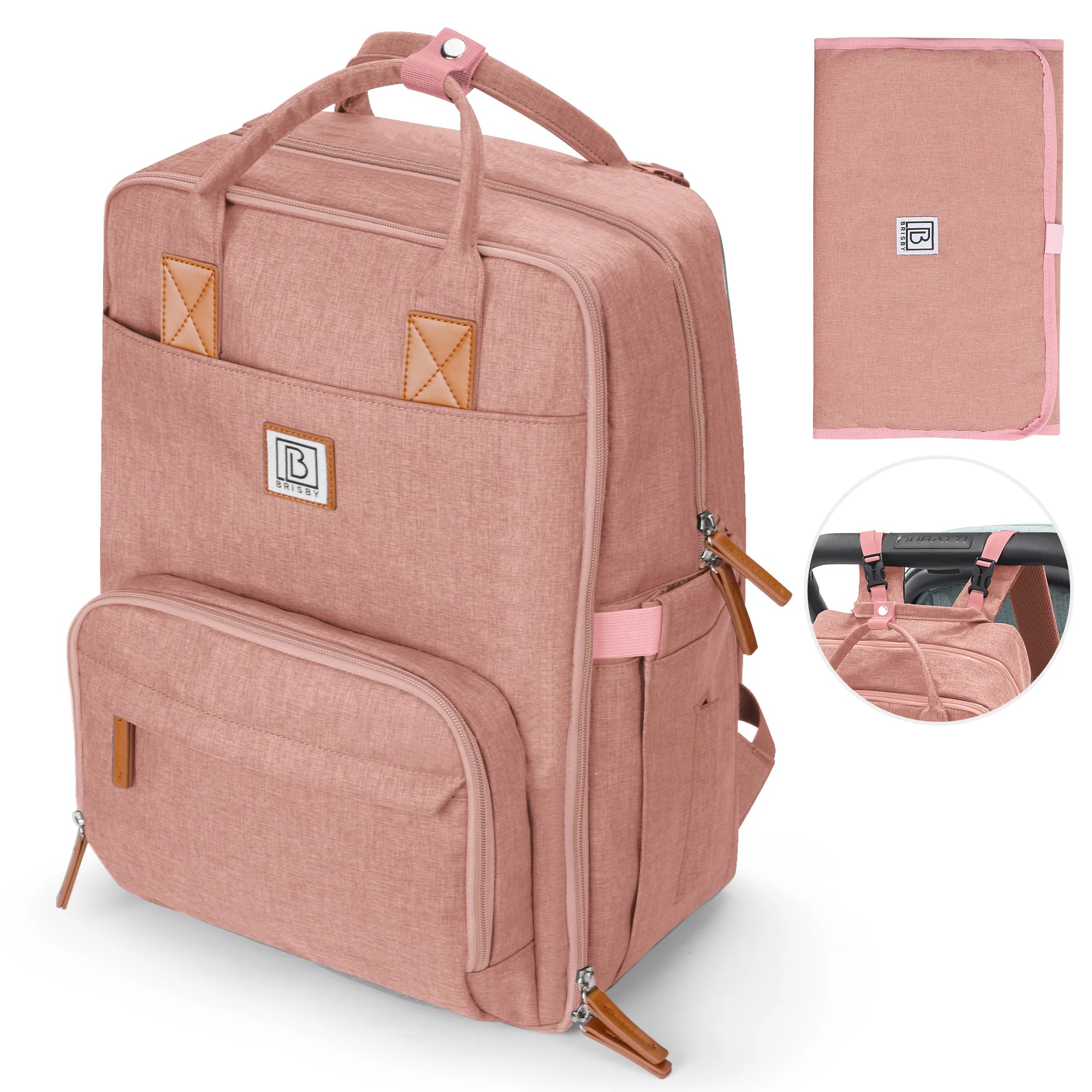 Original slijtvaste luiertas roze - Verzorgingstas - incl. buggymontage en verschoningsmat