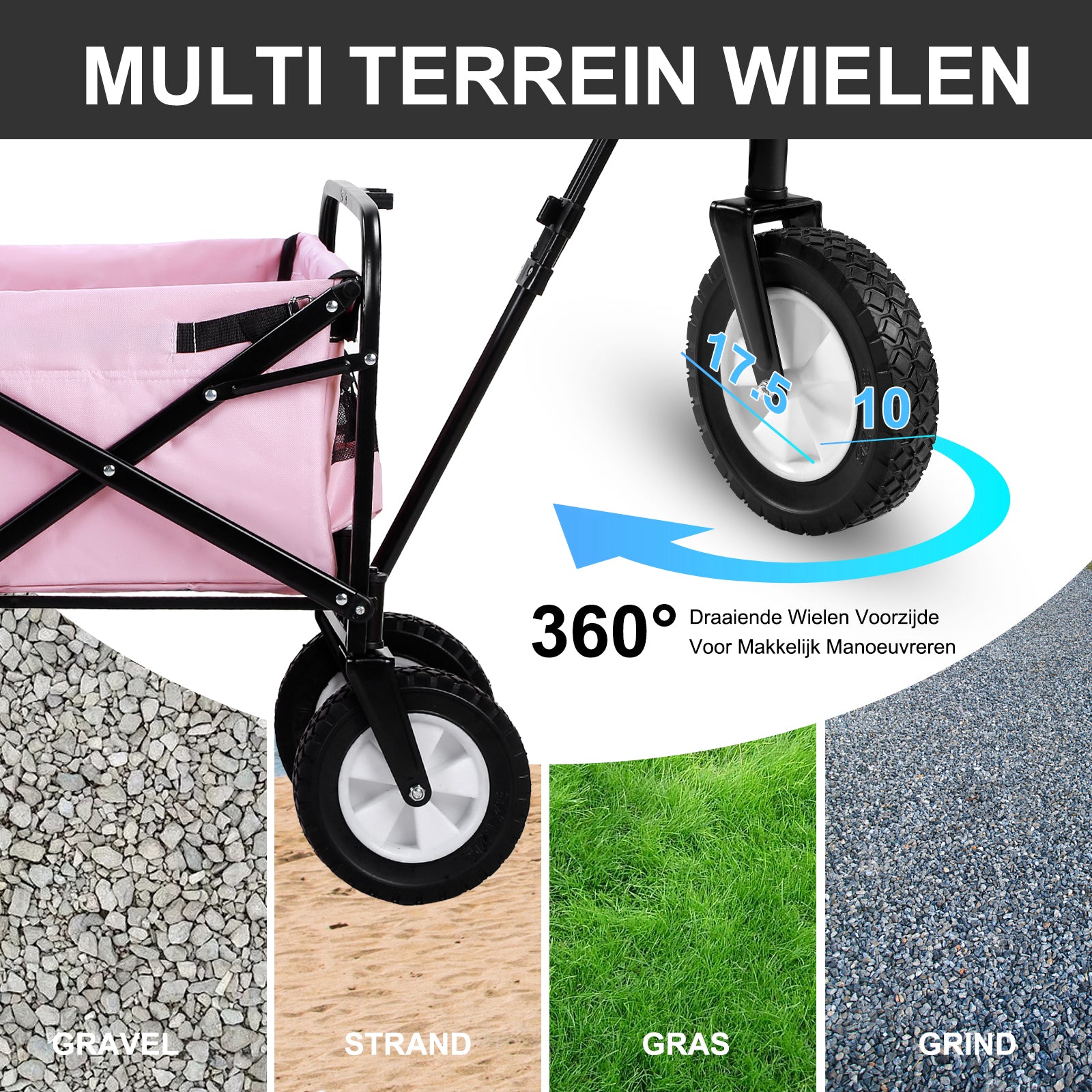 Packaway Bolderkar 70kg roze - opvouwbaar - wasbaar