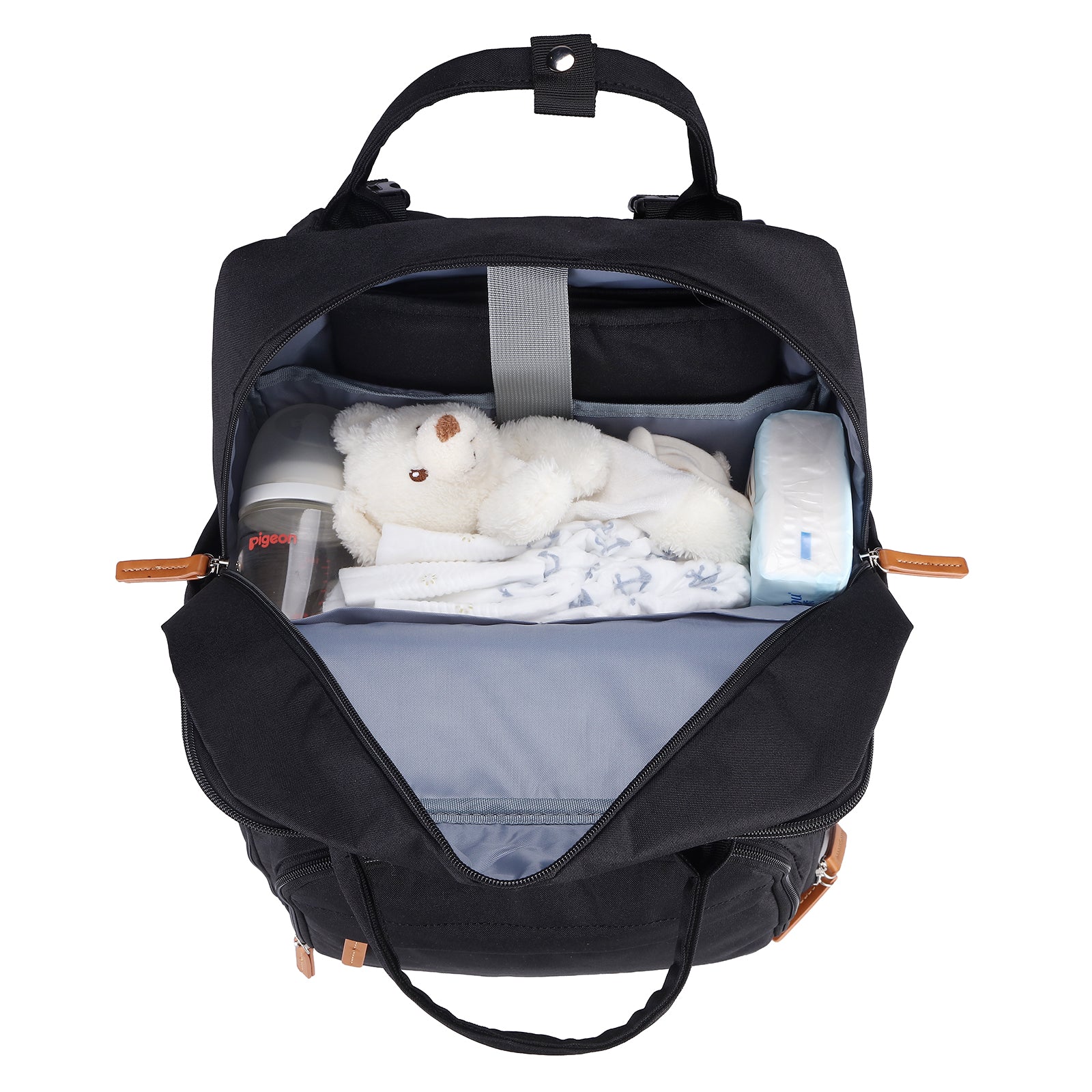 Original durable diaper bag black - nursing bag - incl. buggy mounting and changing mat