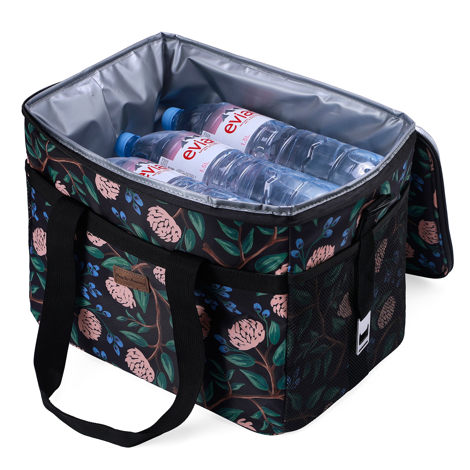 Cooler bag 30L passion flower - lunch bag - foldable - 4-layer insulated - incl. 4 free cooling elements and carrying strap