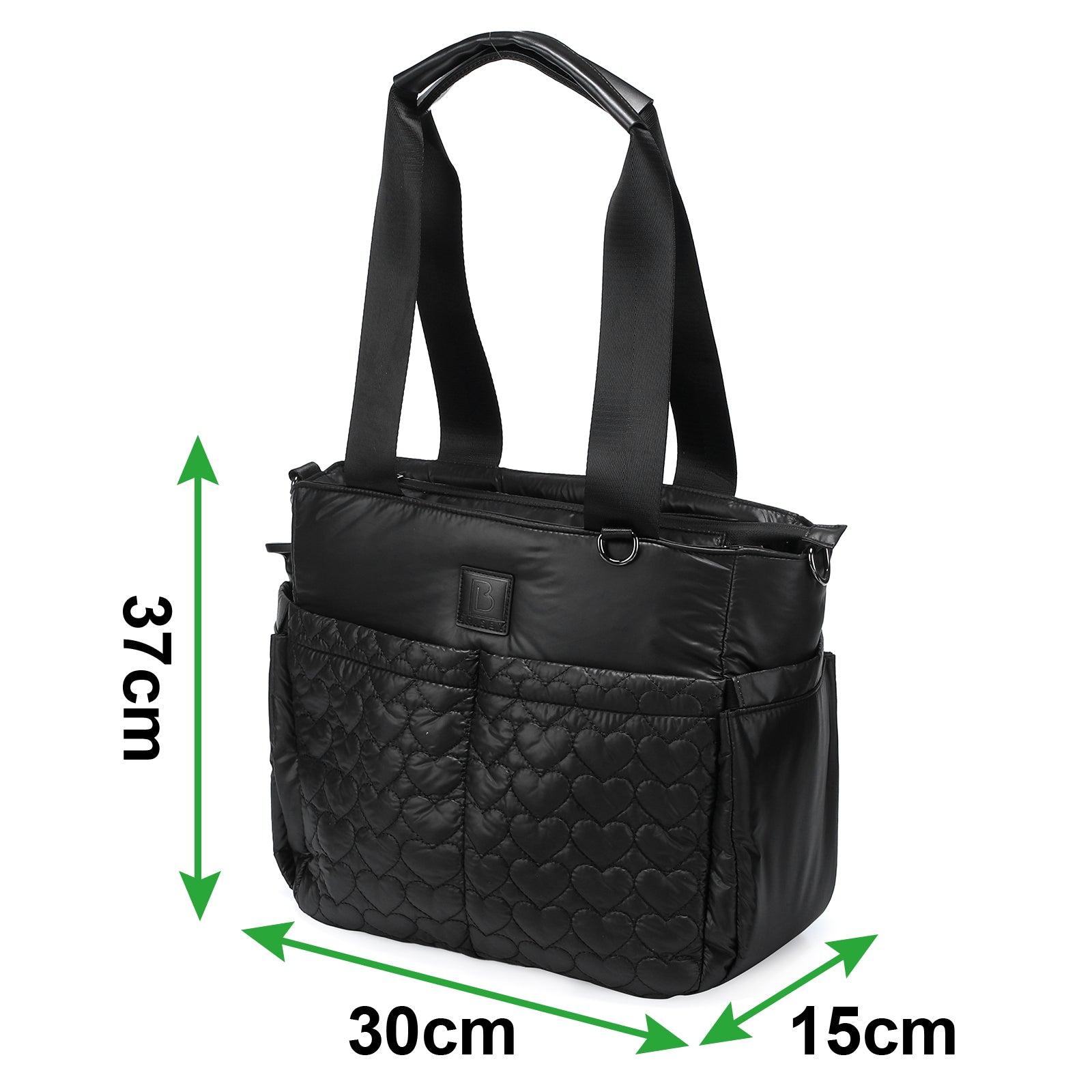 Florence diaper bag 17L black - shoulder bag, care bag - hard-wearing - incl. cool bag, changing mat and stroller hooks - nylon