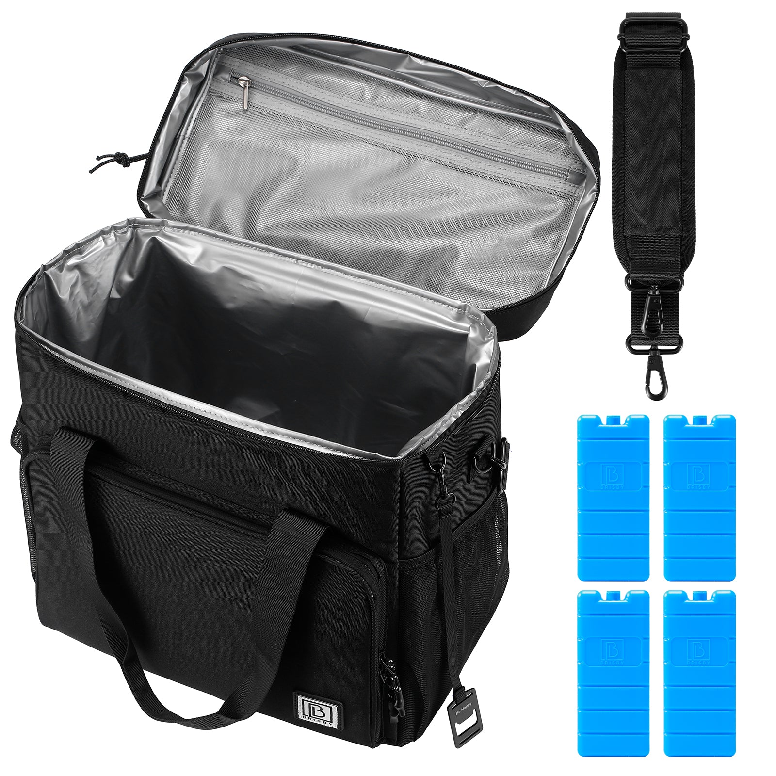 Cooler bag 30L black - Lunch bag - 4 layers insulated - incl. 4 cooling elements