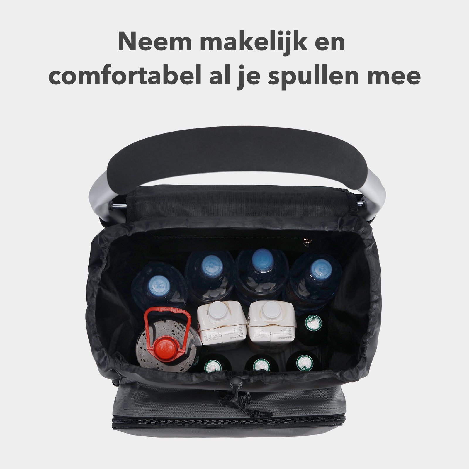 Boodschappentrolley Deluxe 50L met koelvak zwart-grijs - boodschappenwagen - steekwagenfunctie