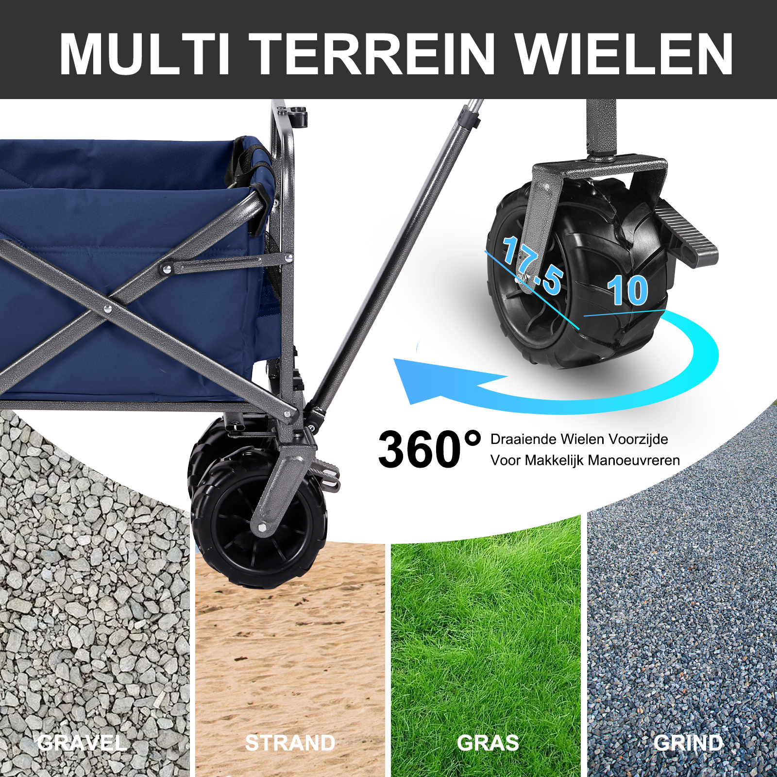 Packaway Bolderkar XL 80kg donkerblauw - opvouwbaar - heavy duty - wasbaar