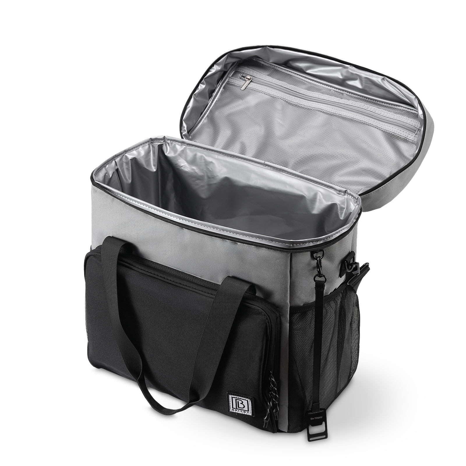 Cooler bag 40L black/grey with grey interior - Lunch bag - 4-layer insulated - 6 free cooling elements - incl. shoulder strap