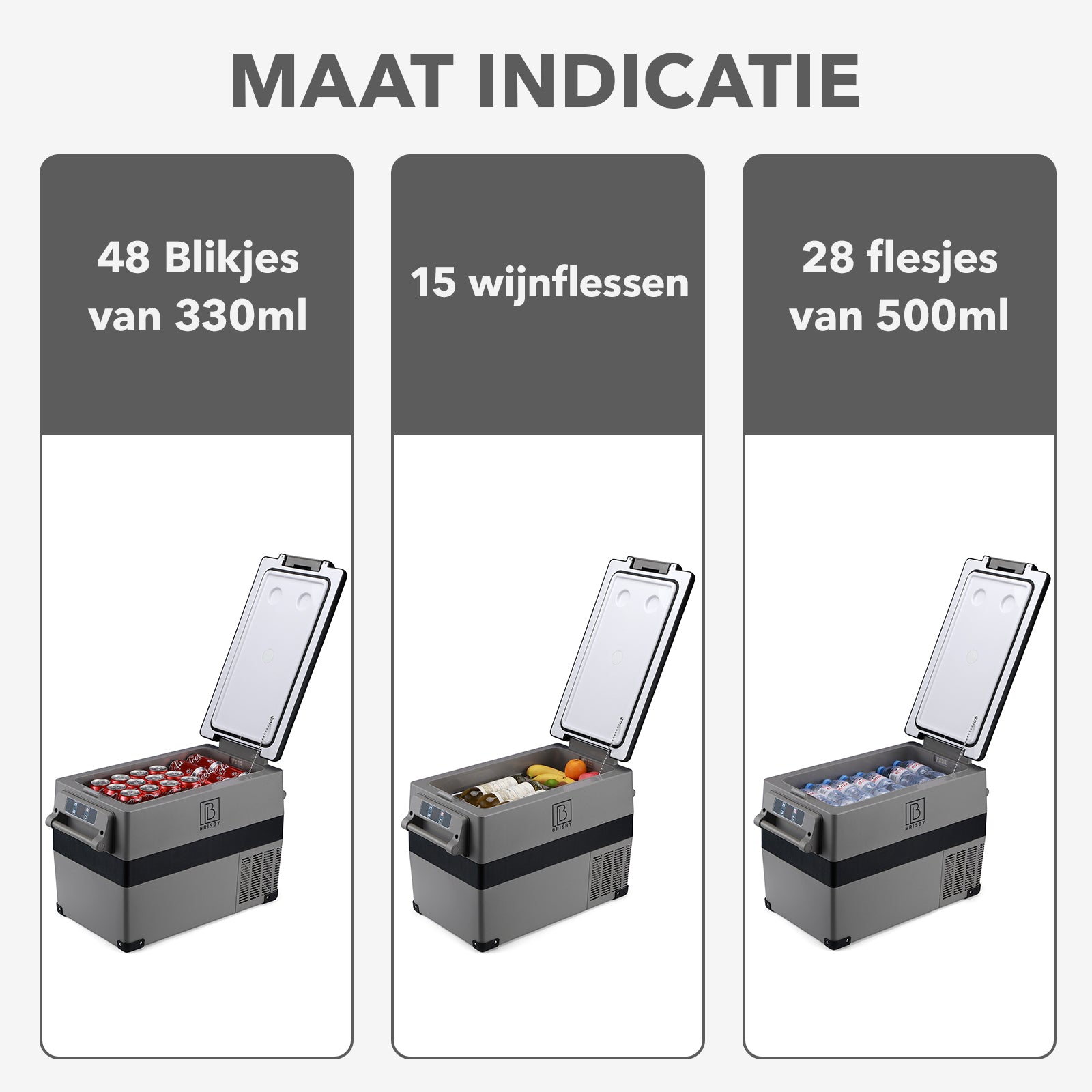 Compressor koelbox 40,5L en 8L koelbox zwart SET - Dual zone - koelen en vriezen - 12V en 230V - incl. 2x 1,2L thermosbekers