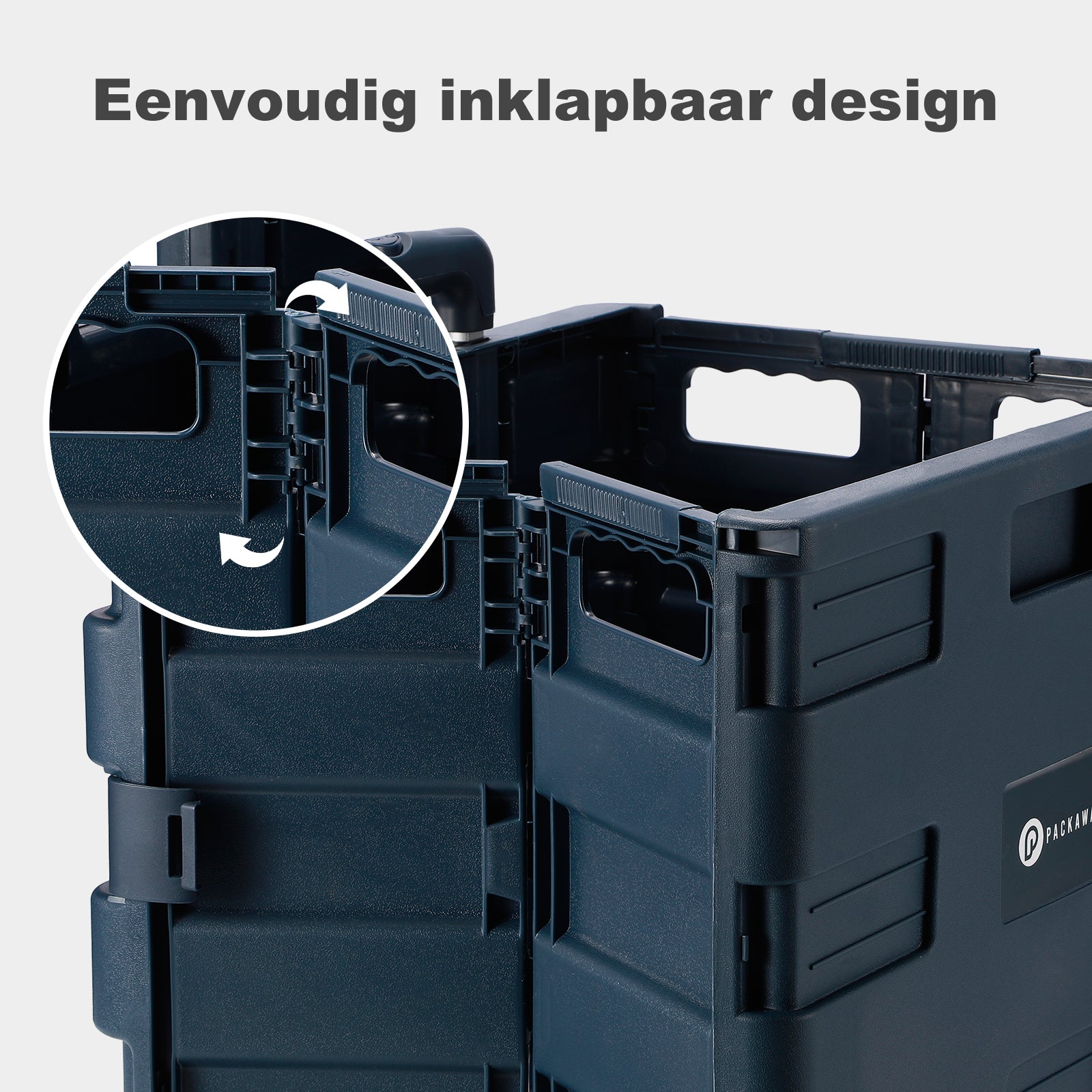 Packaway XL Foldable Shopping Trolley with wheels - Shopping crate - Storage box - Shopping trolley - Folding crate - 50 Liters - Blue