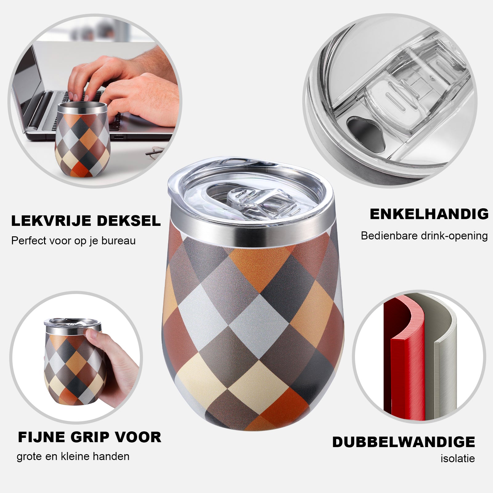 Bardi Thermosbekers 0,3L RVS blok set - incl. deksels - dubbelwandig