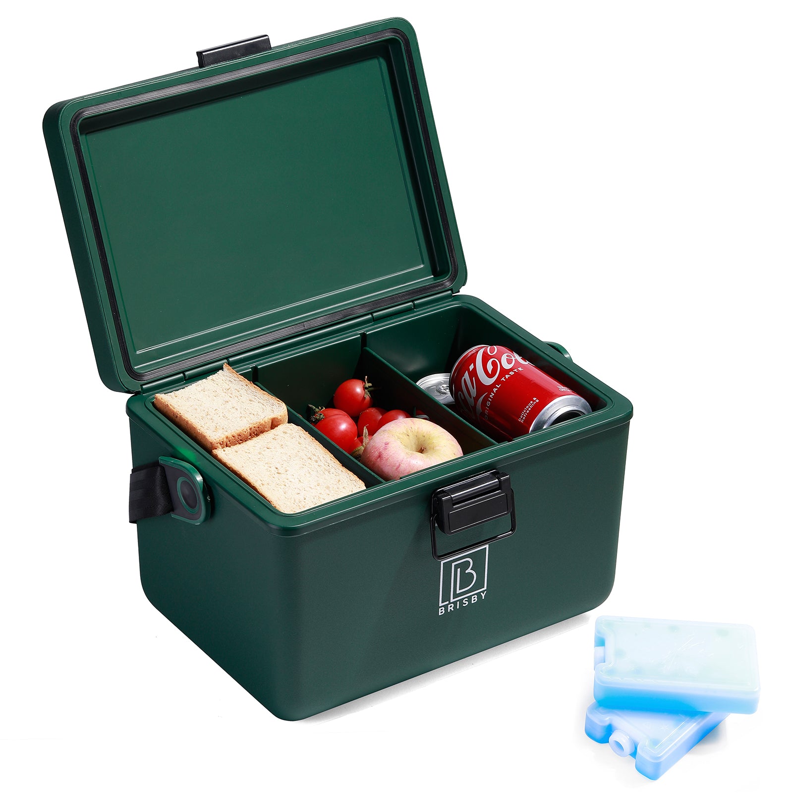 Koelbox 12L met draagband groen - Dividers - snijplanken - tot maximaal 40 uur isolatie - incl. 2 koelelementen van 200ml