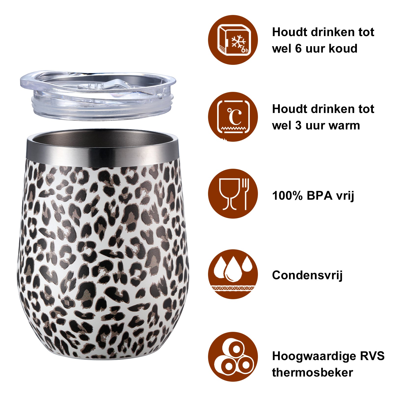 Bardi Thermosbekers 0,3L RVS leo set - incl. deksels - dubbelwandig
