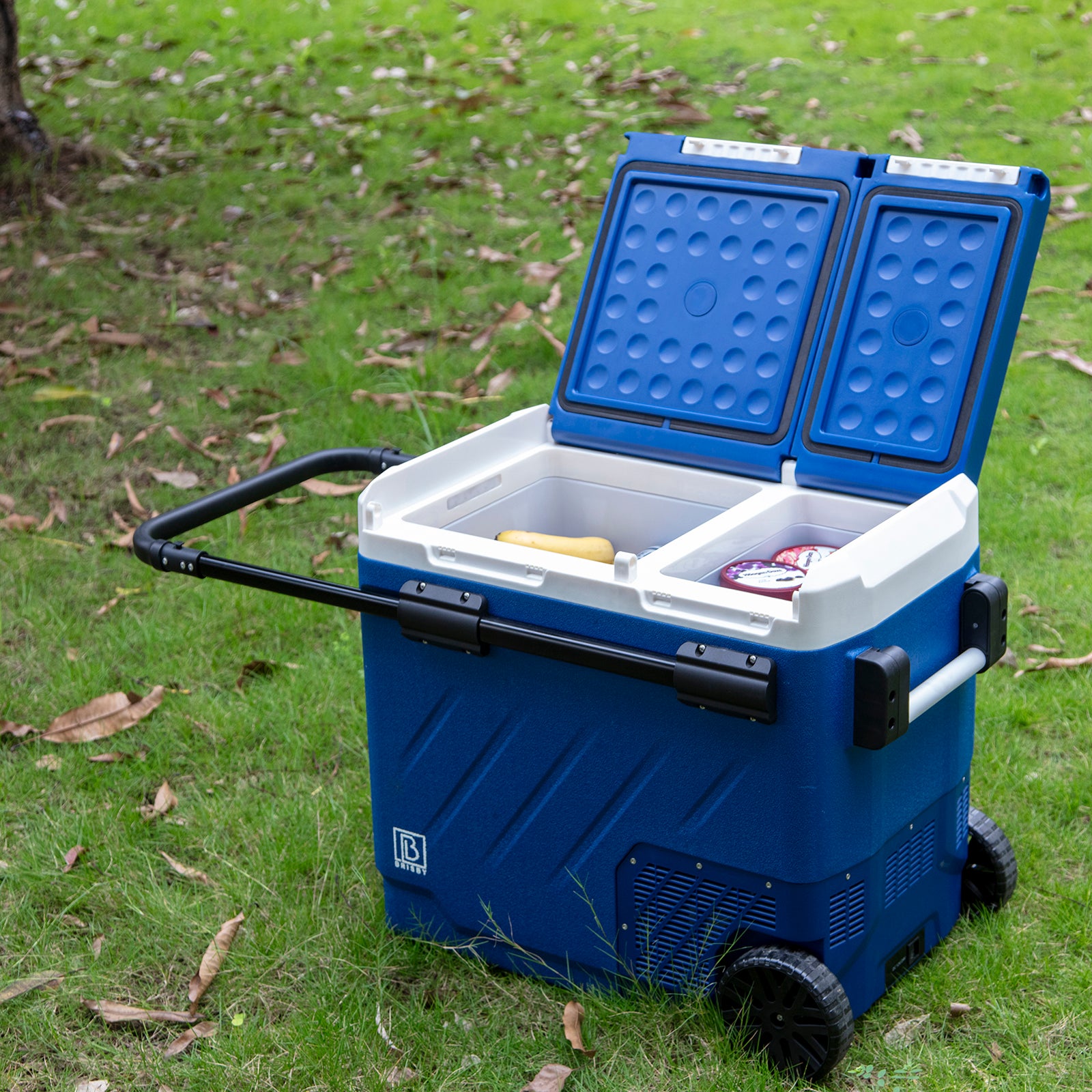 Compressor koelbox 49,1L - Dual zone - koelen en vriezen - 12V en 230V - verrijdbaar - incl. 2x 1,2L thermosbekers