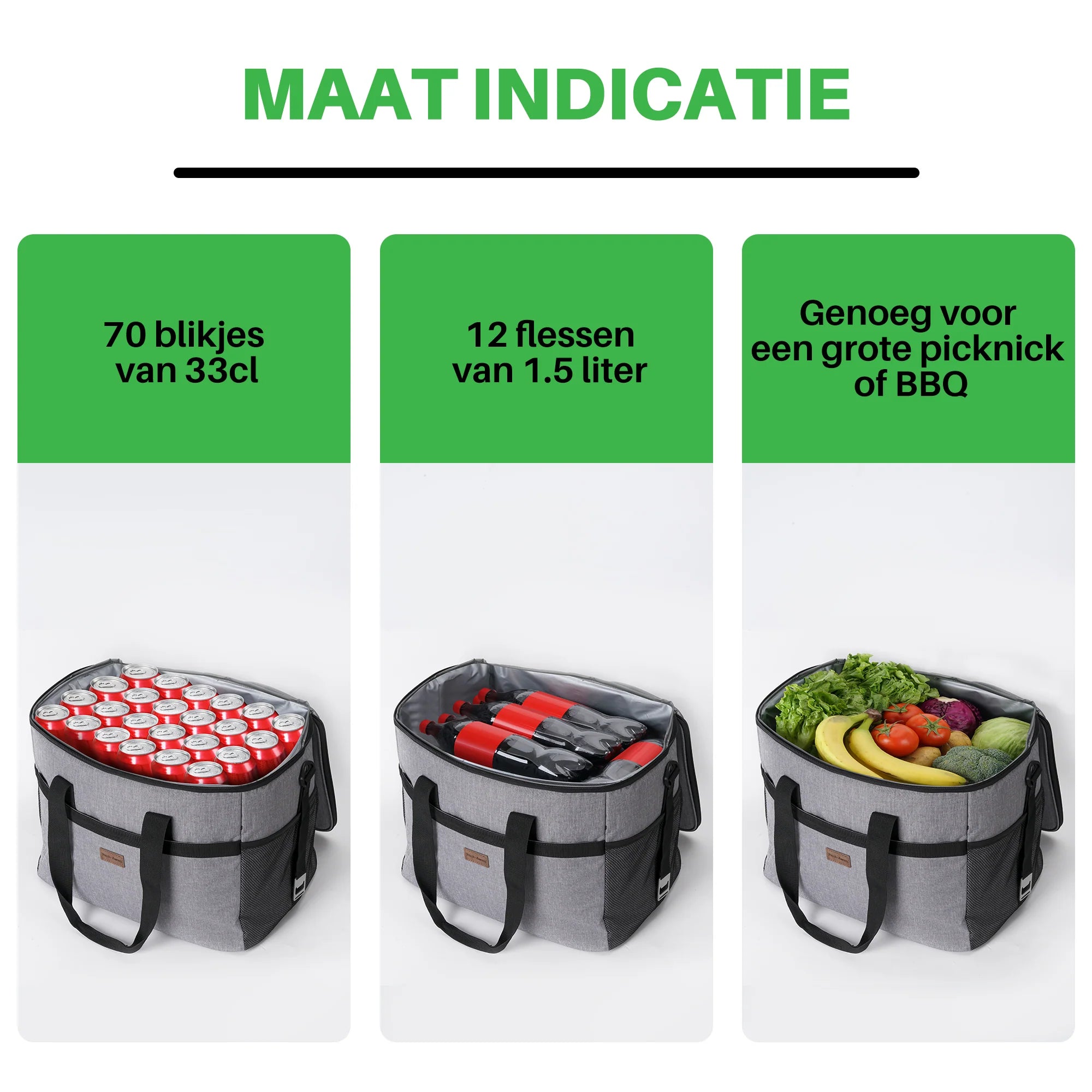 Cooler bag 40L grey - lunch bag - foldable - 4-layer insulated - incl. 6 free cooling elements and carrying strap