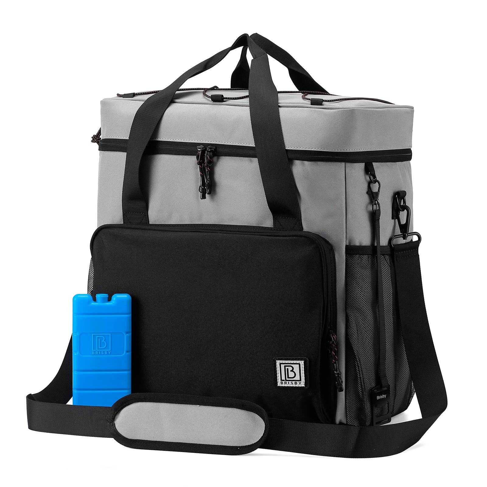Cooler bag 40L black/grey with orange interior - Lunch bag - 4-layer insulated - 6 free cooling elements - incl. shoulder strap