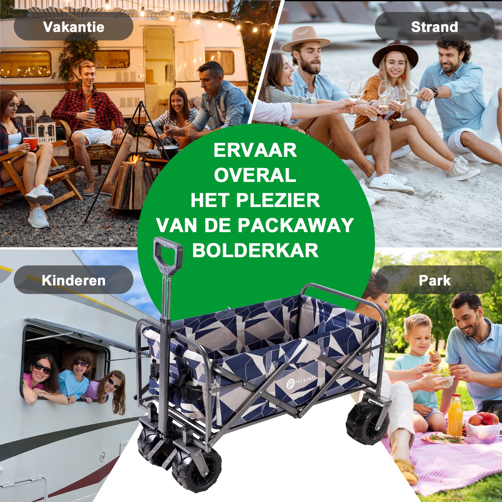 Packaway Bolderkar XL 80kg abstract pastel - opvouwbaar - heavy duty - wasbaar