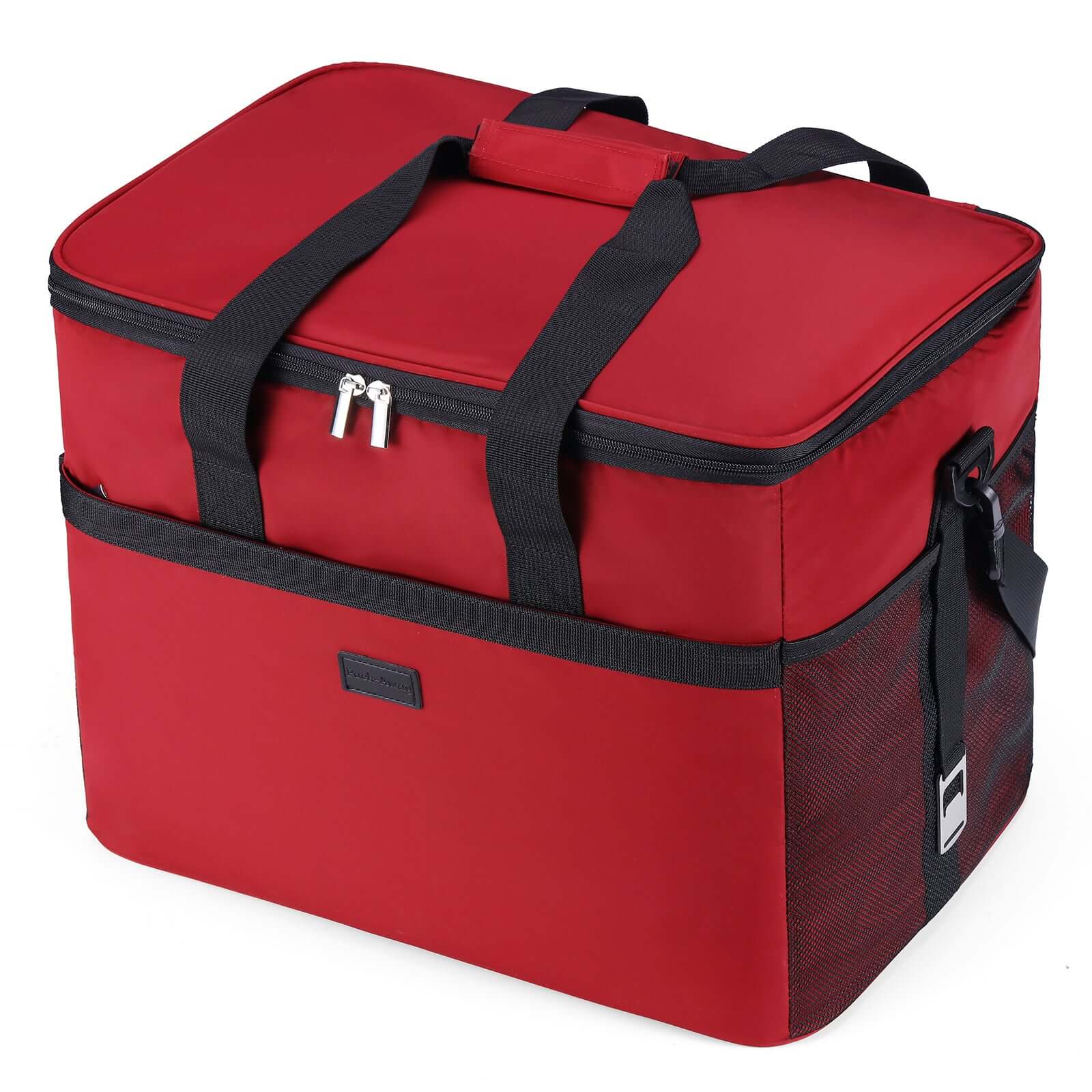 Koeltas 40L rood - Lunchtas - opvouwbaar - 4-laags geïsoleerd - incl. 4 gratis koelelementen en draagband