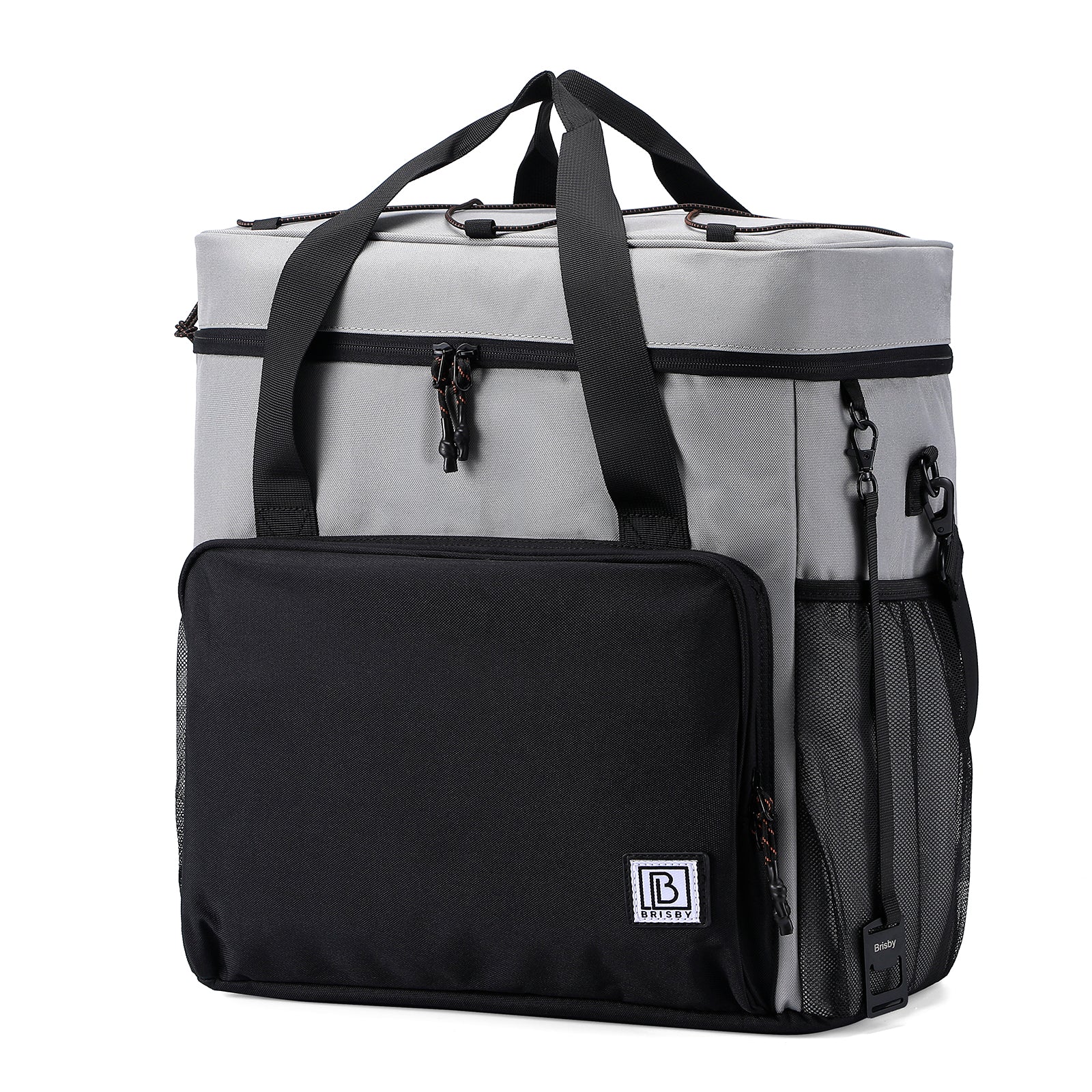 Cooler bag 40L black/grey with orange interior - Lunch bag - 4-layer insulated - 6 free cooling elements - incl. shoulder strap
