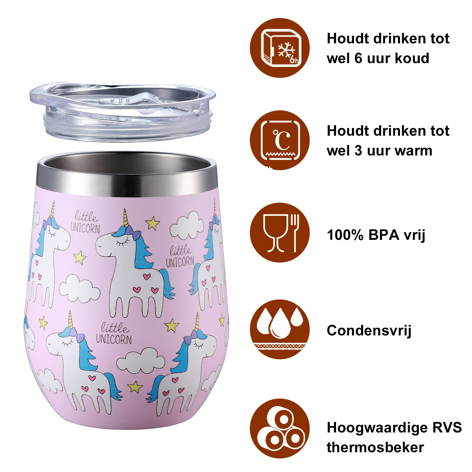 Bardi Thermosbekers 0,3L RVS unicorn set - incl. deksels - dubbelwandig