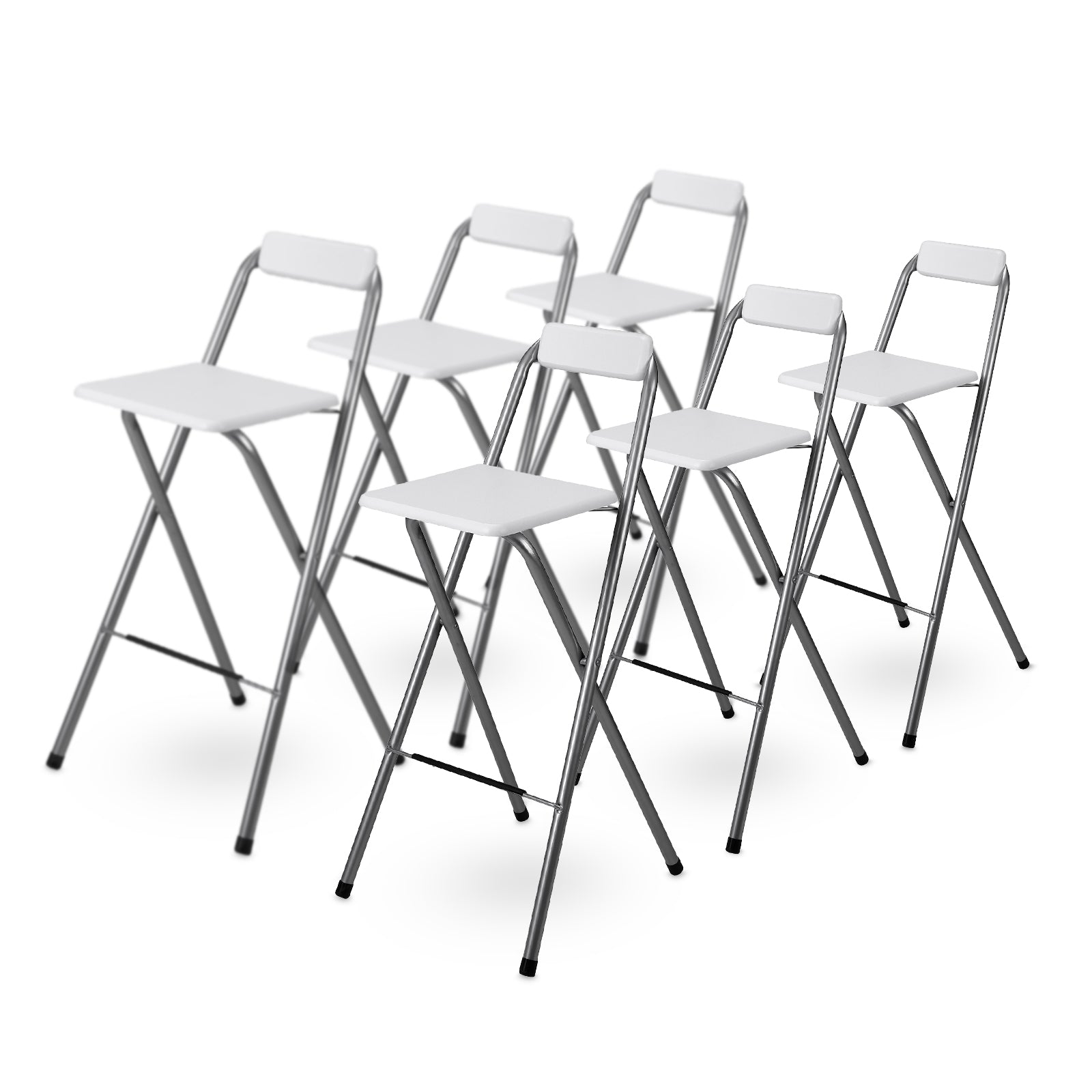 6x folding bar stool white - 100 kg load capacity - for standing table and bar