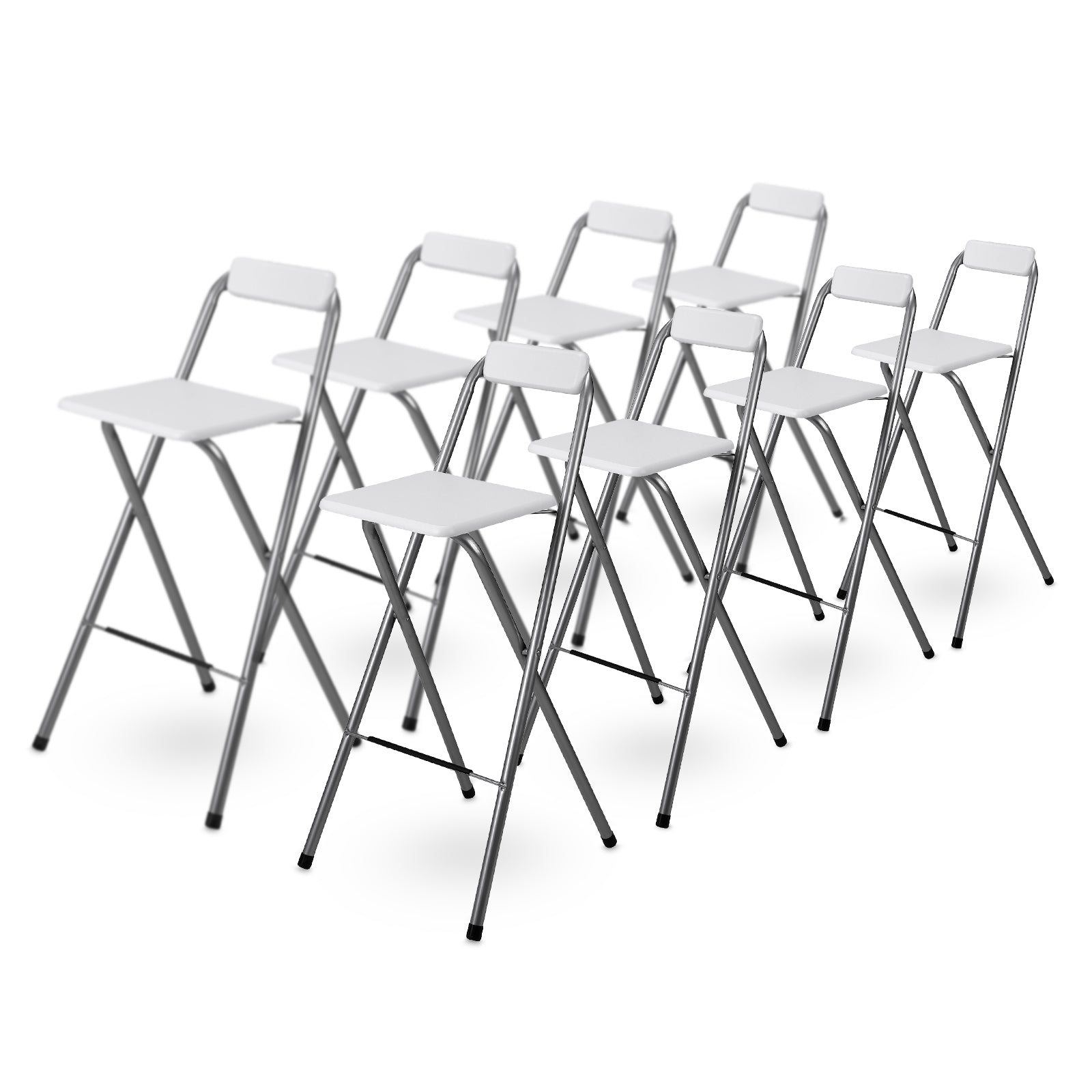 8x folding bar stool white - 100 kg load capacity - for standing table and bar