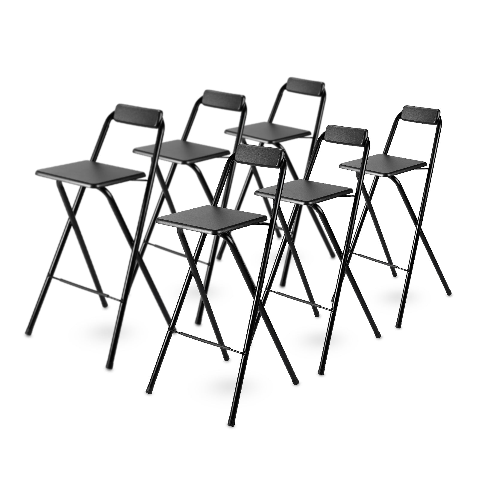 6x folding bar stool black - 100 kg load capacity - for standing table and bar