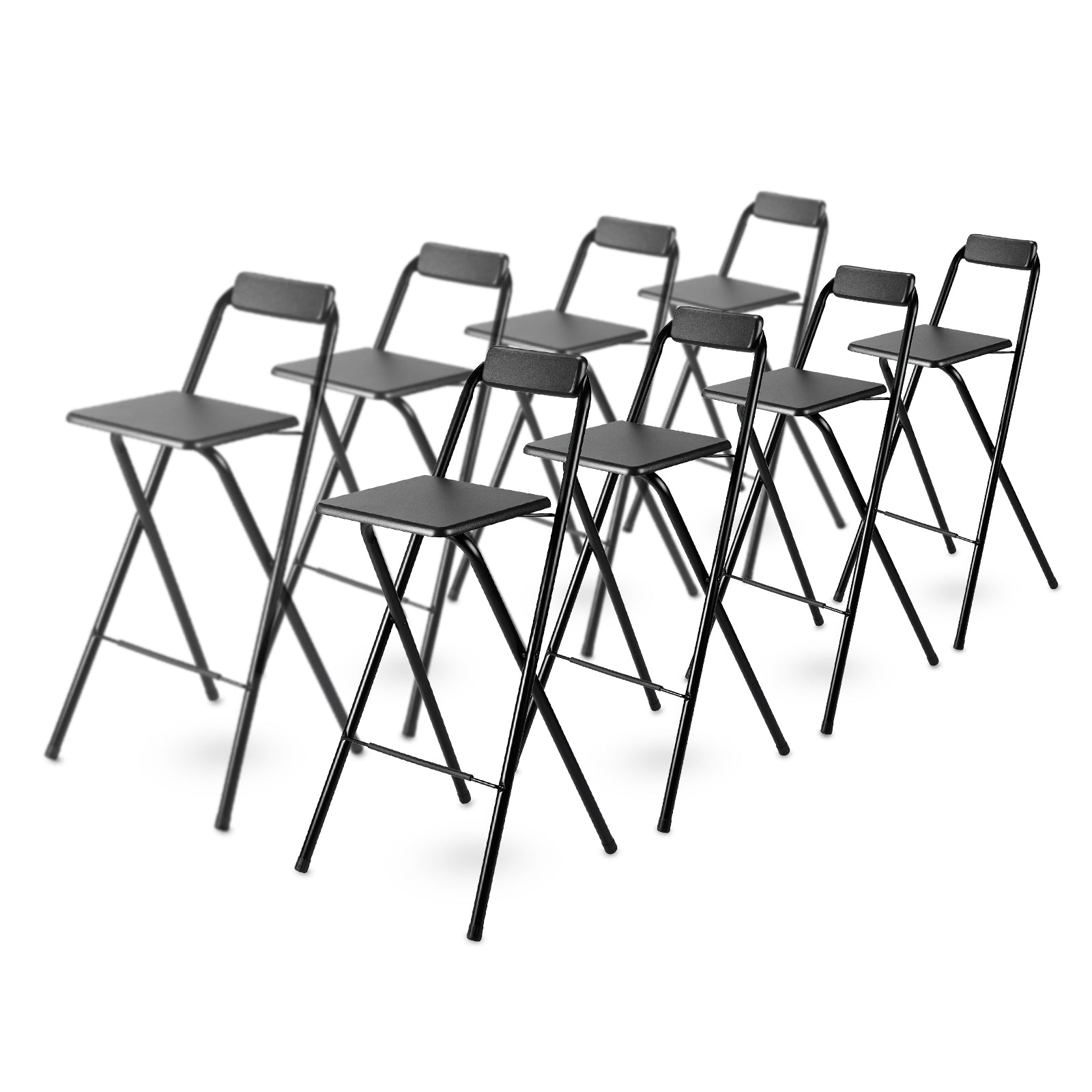 8x folding bar stool black - 100 kg load capacity - for standing table and bar