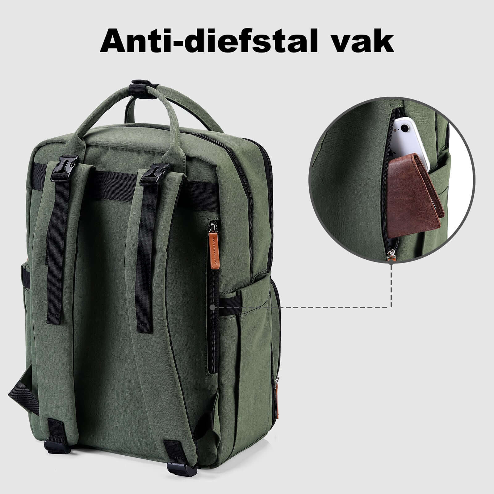 Brisby Rugzak voor Dames & Heren – Comfortabele, Waterafstotende Rugtas met Laptopvak, perfect als Schooltas, Werktas & voor op Reis. Geschikt als handbagage. Levenslange Garantie! - Groen Brisby Rugzak voor Dames & Heren – Comfortabele, Waterafstot