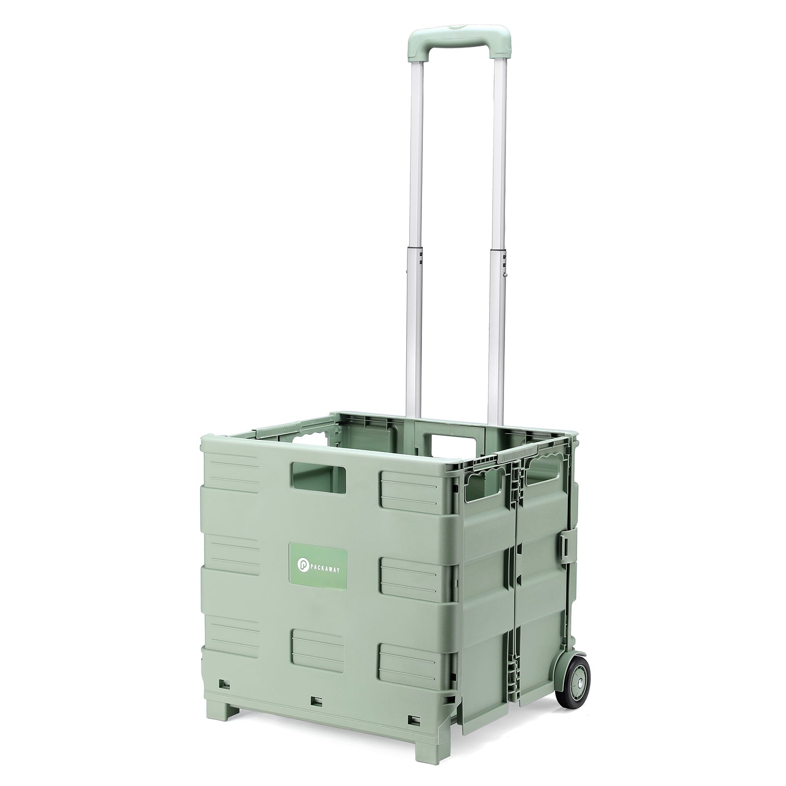Packaway XL Foldable Shopping Trolley with wheels - Shopping crate - Storage box - Shopping trolley - Folding crate - 50 Liters - Green