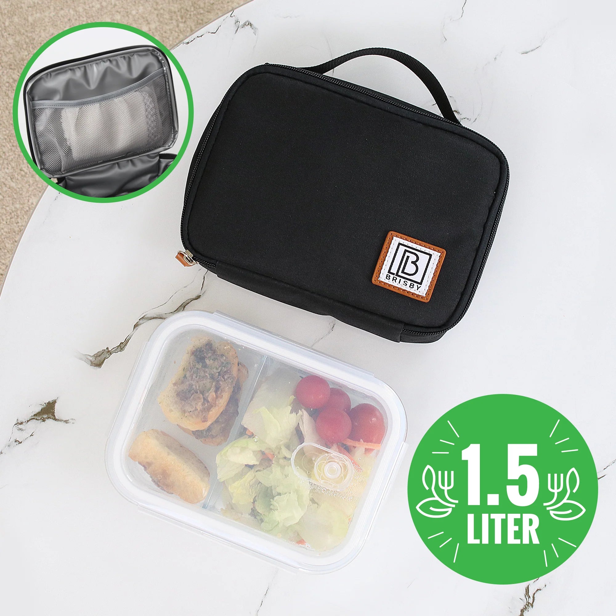 Cooler bag 1.5L black - 4-layer insulated - free cooling element