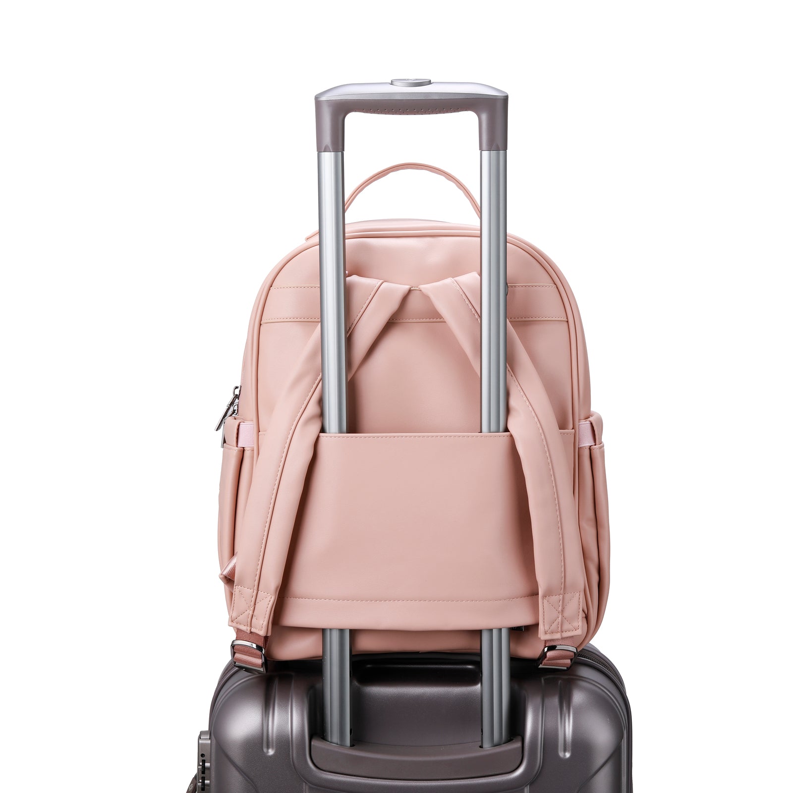 Venezia durable backpack pink - PU leather - 14 inch laptop compartment - water-repellent