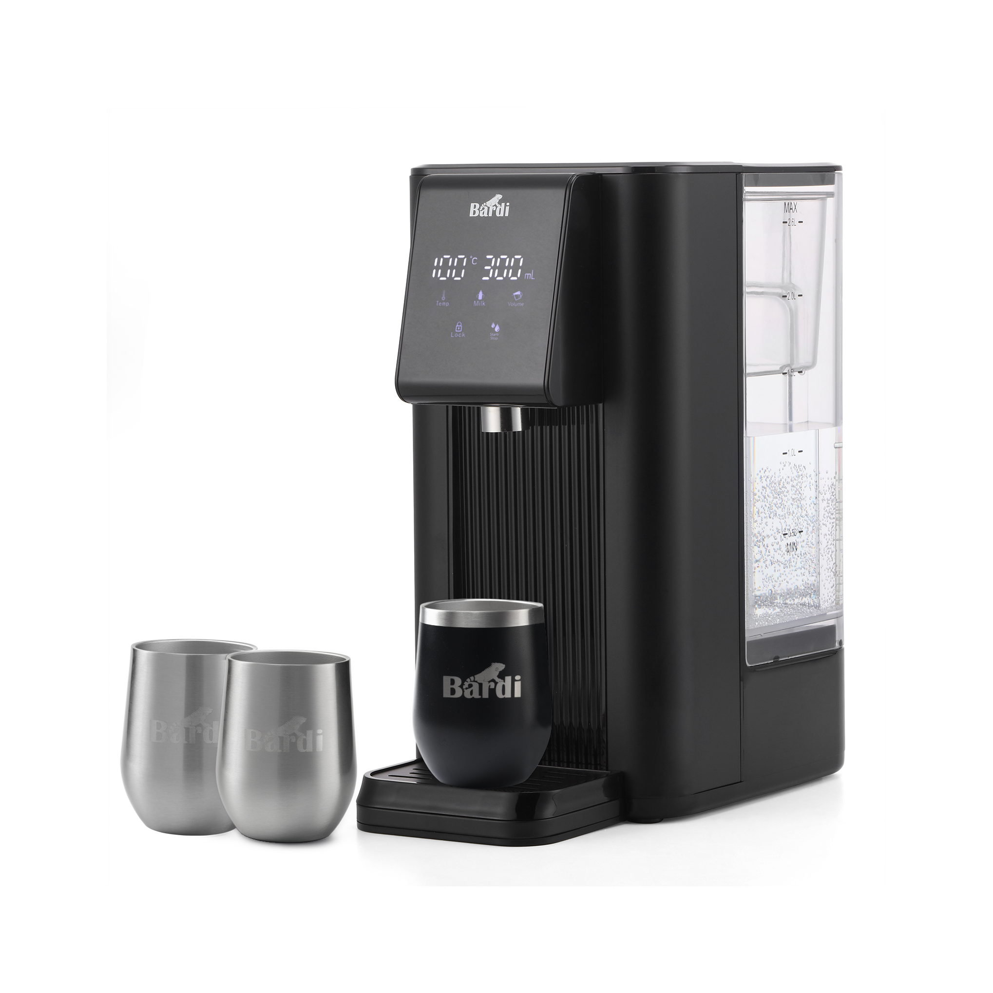 Bardi Heetwaterdispenser 2,6L set - incl. 3 thermoscups + onderzetter - instant-heating - 6 temperatuurstanden