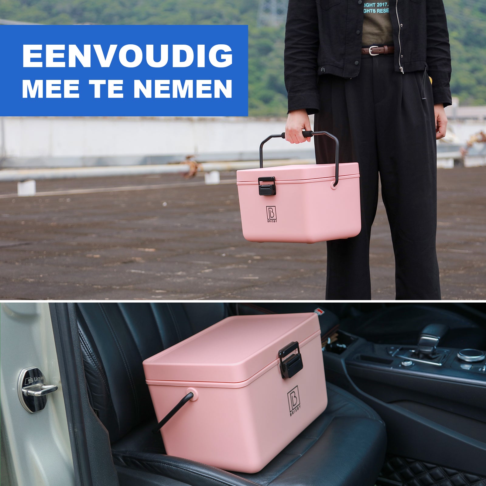 Koelbox 12L met handvat roze - Dividers - snijplanken - tot maximaal 40 uur isolatie - incl. 2 koelelementen van 200ml