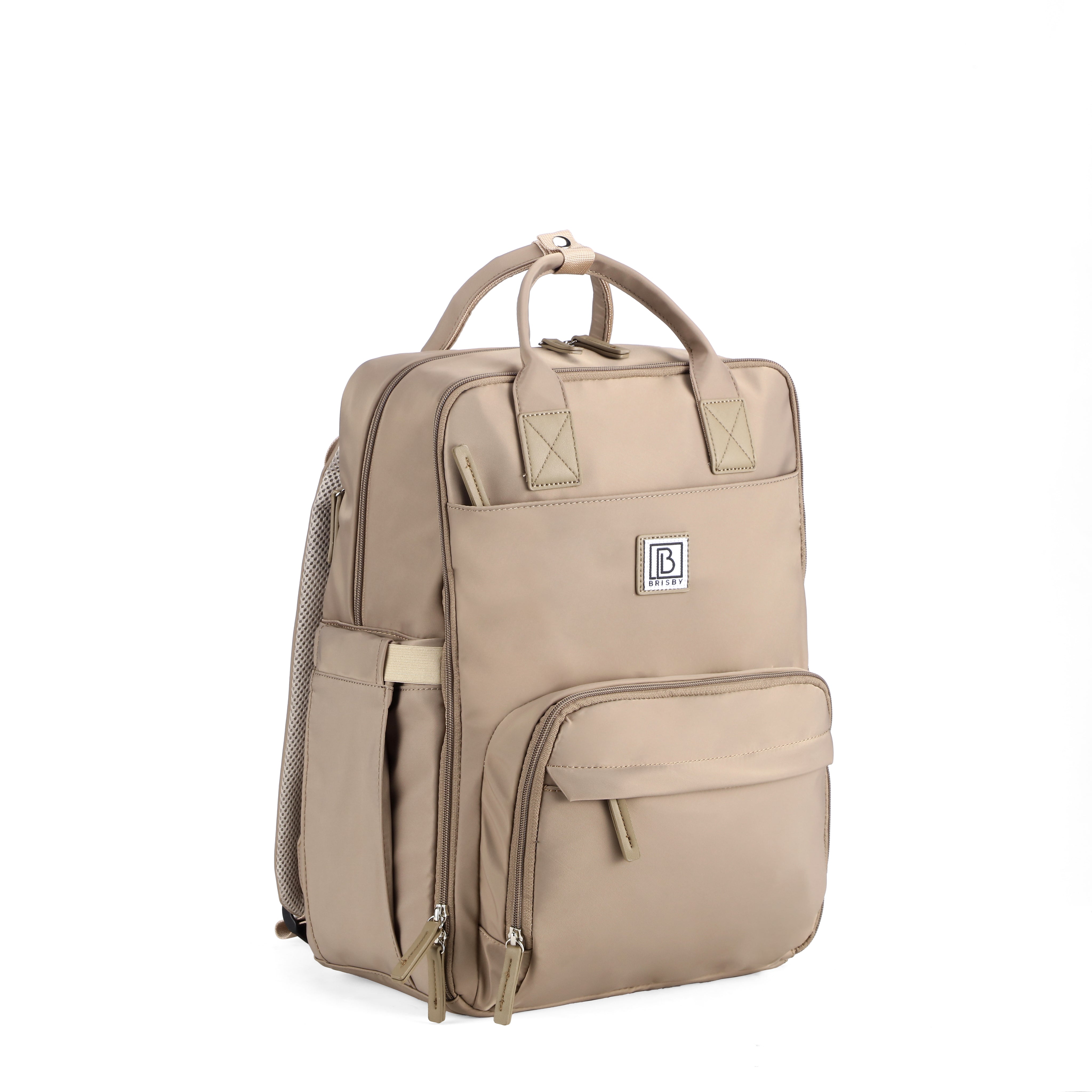 Brisby slijtvaste Luiertas – verzorgingstas – met buggymontage - Natural Champagne